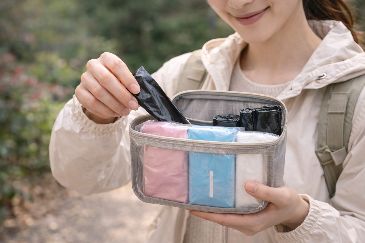 ゴミ袋とセットで持ち歩く便利な工夫