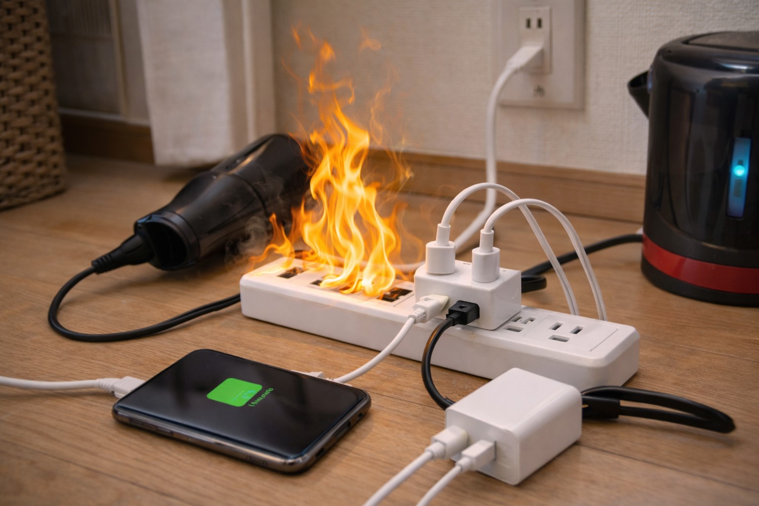 発火を防ぐ合計1500Wの容量制限