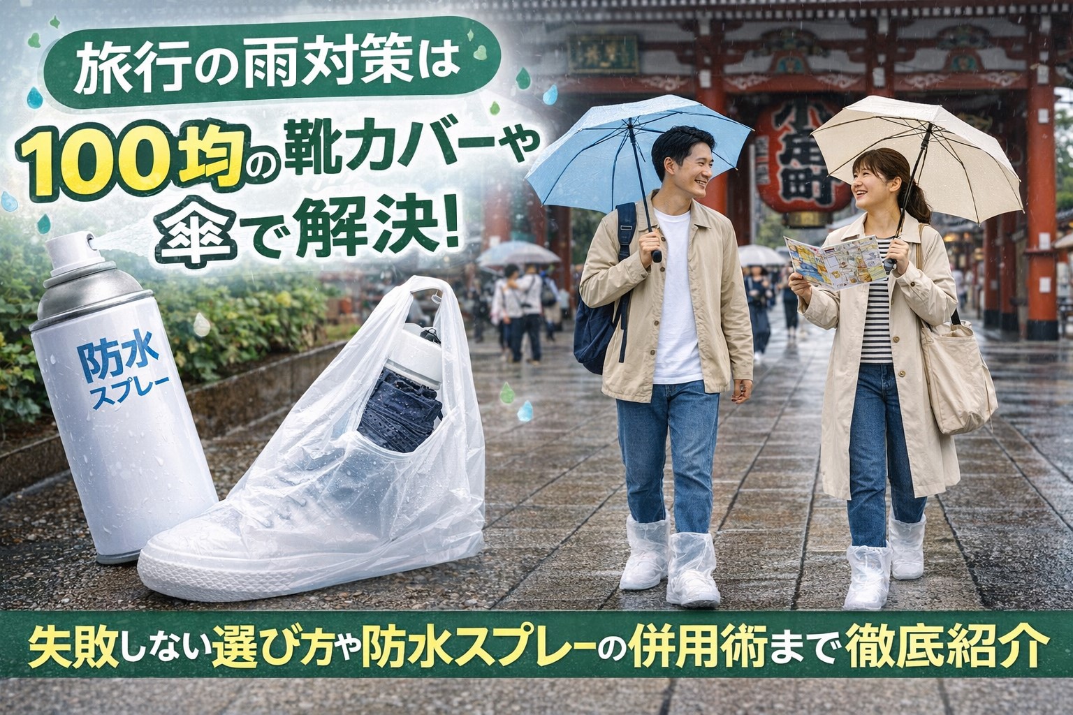 100均の靴カバーや傘で雨の旅行も安心！観光で役立つ最強対策