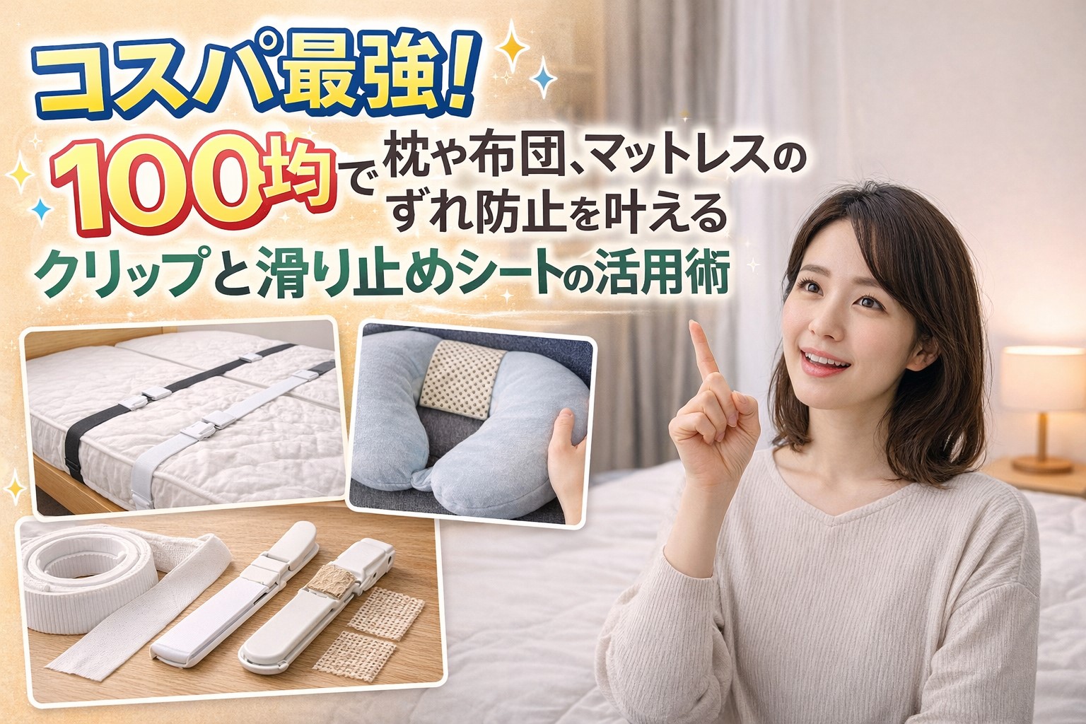100均で枕・布団・マットレスのずれ防止！クリップで簡単代用