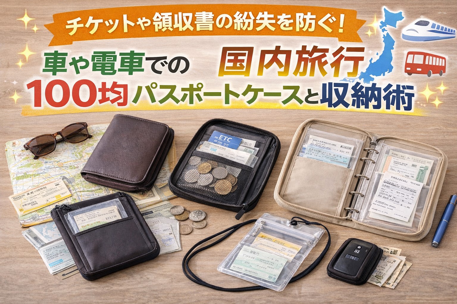 100均パスポートケースは国内旅行のチケット・領収書収納に最適