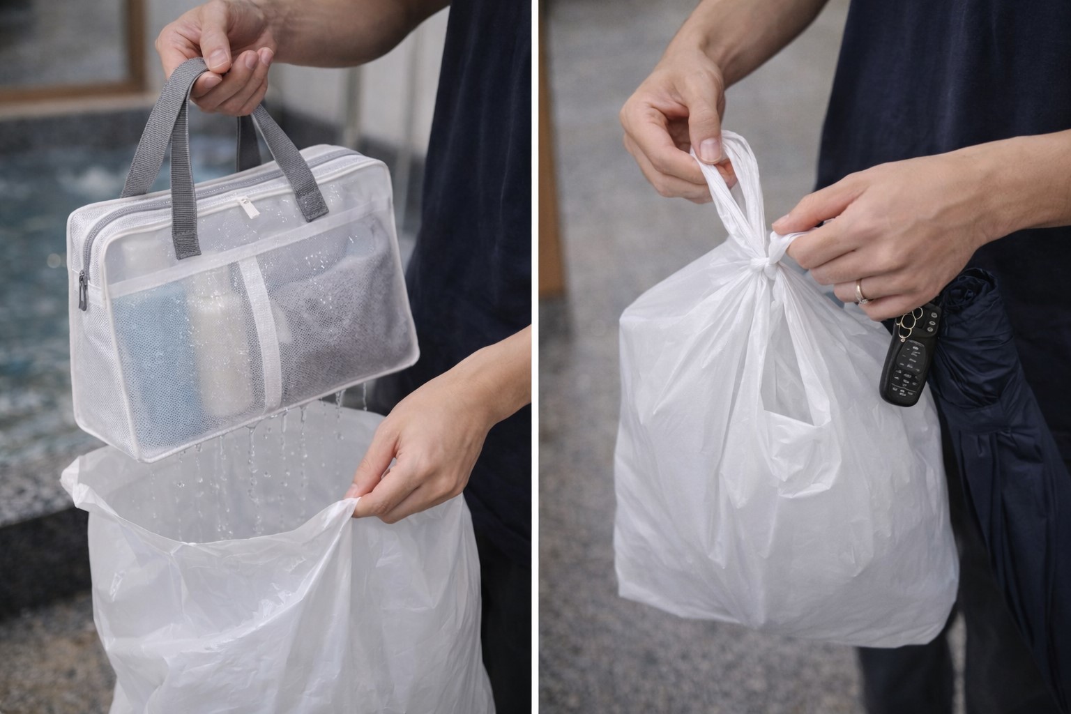 濡れたバッグの賢い持ち帰り方と手順