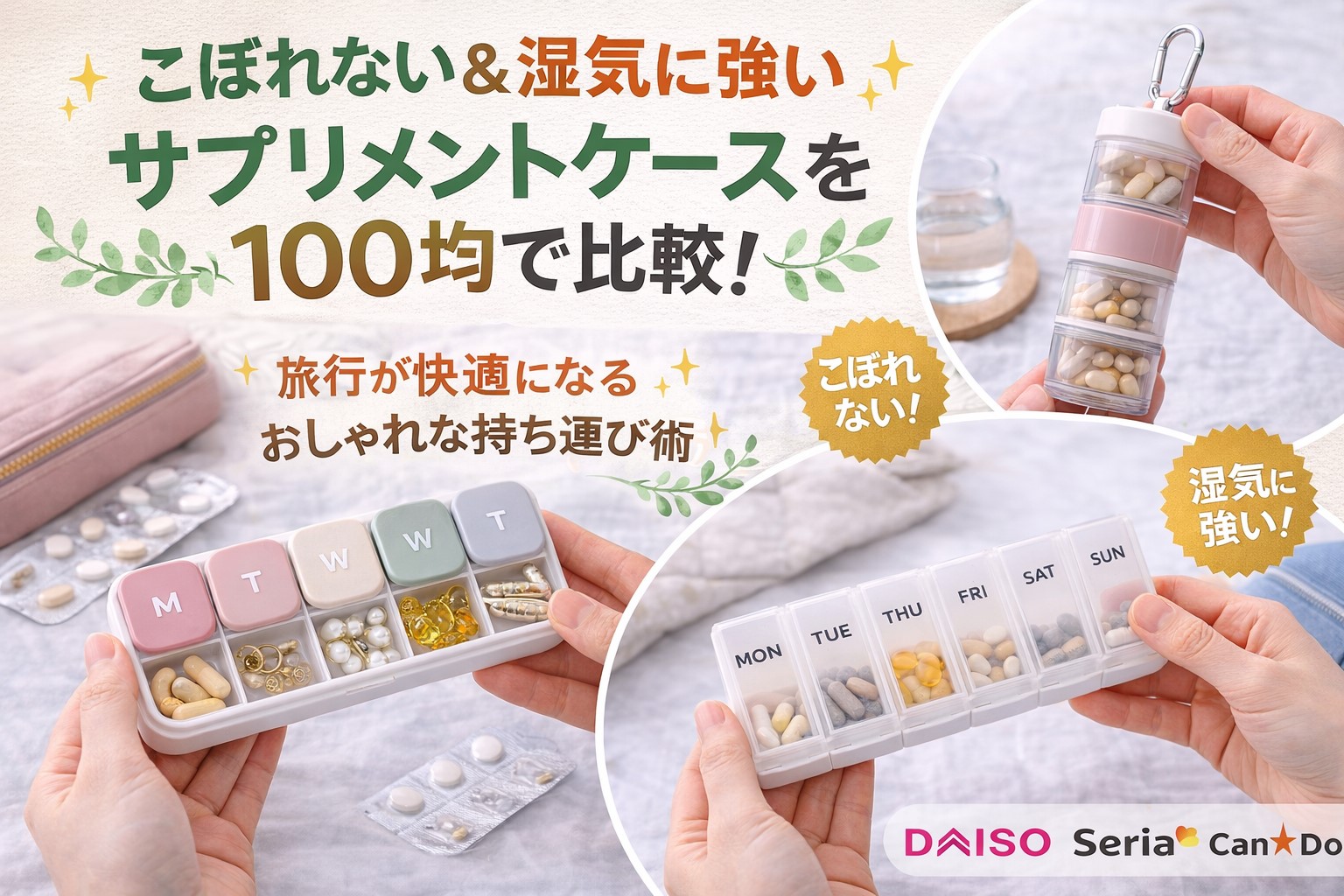 サプリメントケースは100均が優秀！旅行でこぼれない小分け術