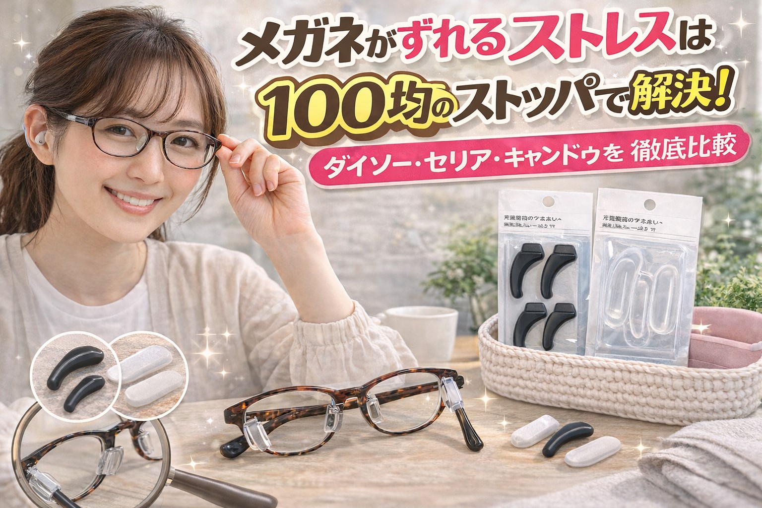 メガネがずれるのを防ぐ100均ストッパー！セリアやダイソー比較