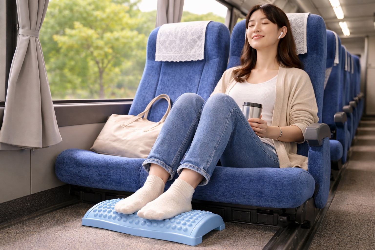 長時間のバスや電車での移動中も快適に