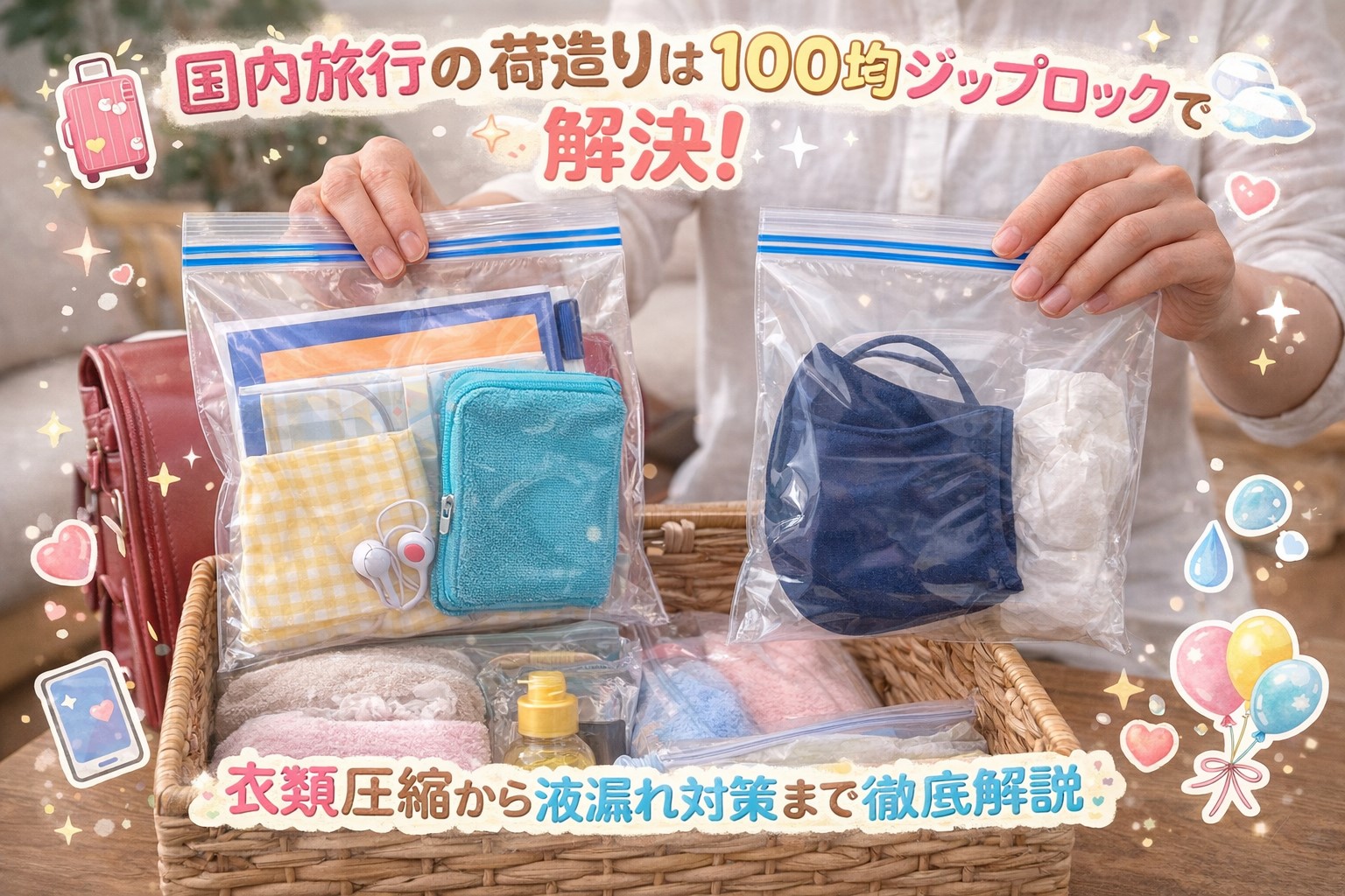 100均ジップロックで失敗しない！旅行の液漏れ対策とサイズ選び