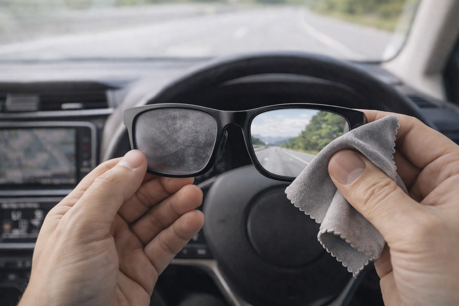 曇り止めクロスで視界をクリアに