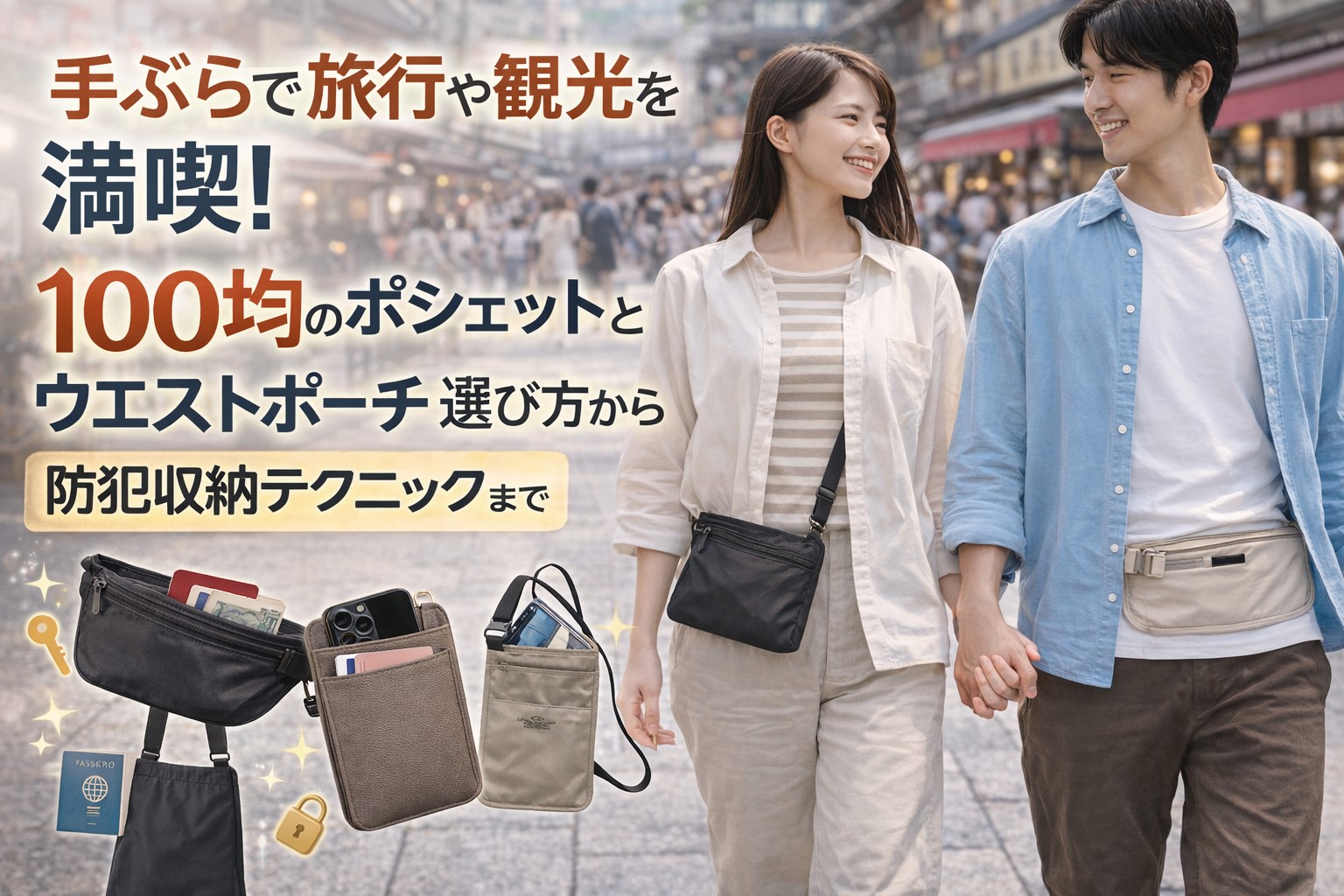 100均のポシェットとウエストポーチで旅行や観光を身軽に楽しむ術