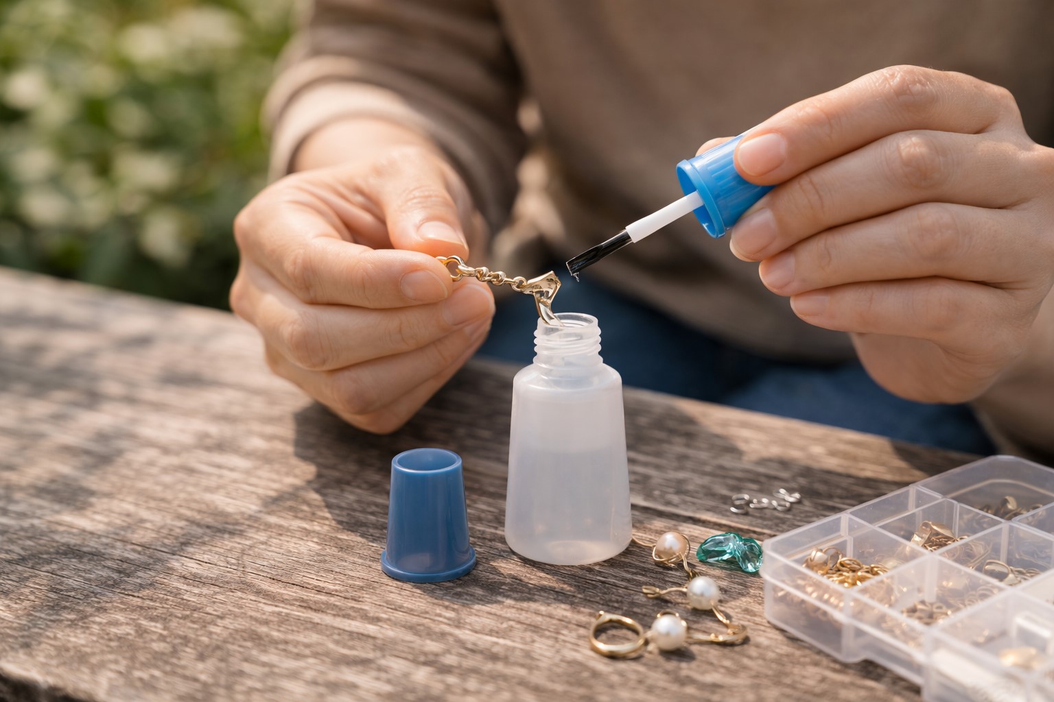 手を汚さず塗れる便利なブラシ付き