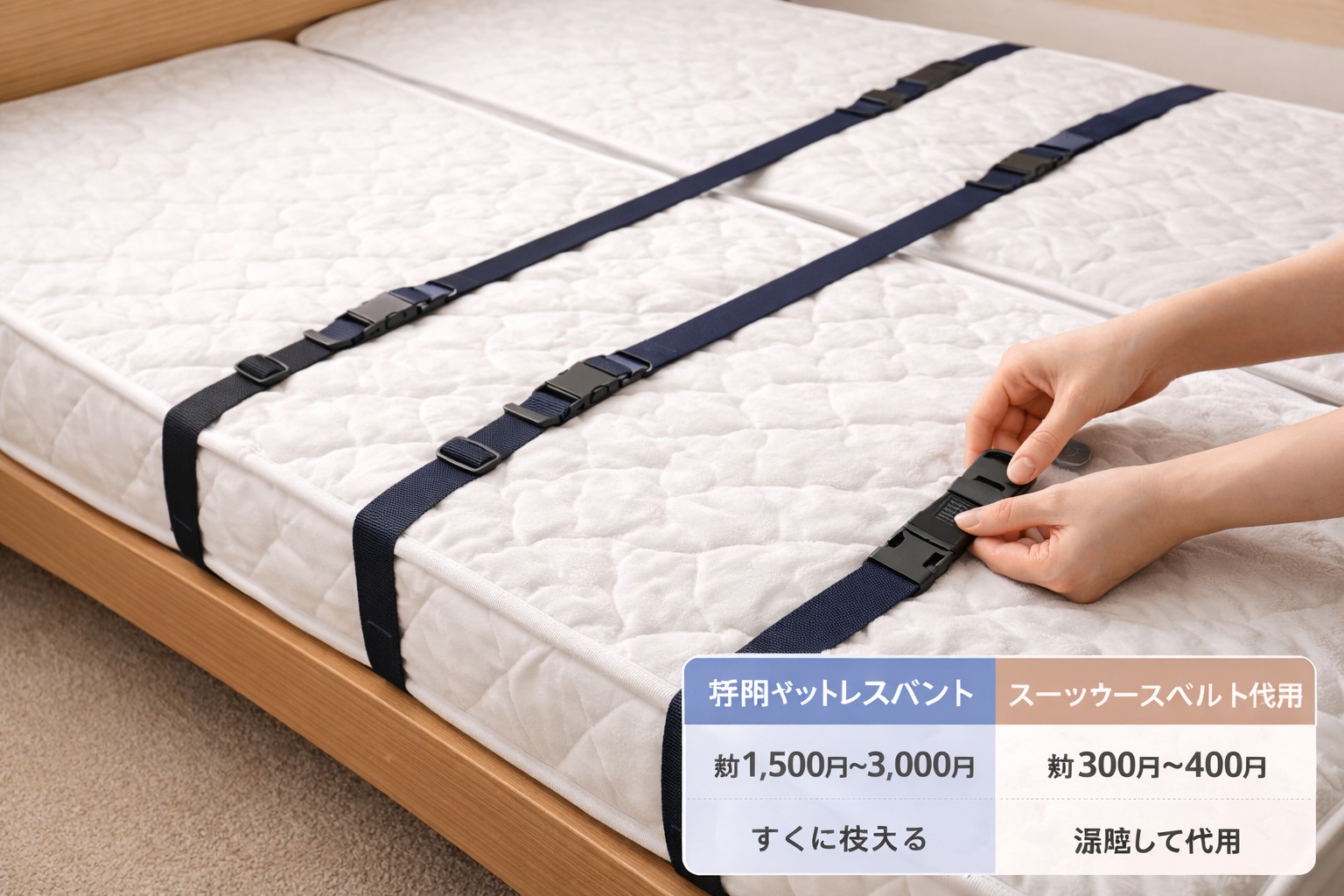 マットレスバンドを安く代用する工夫