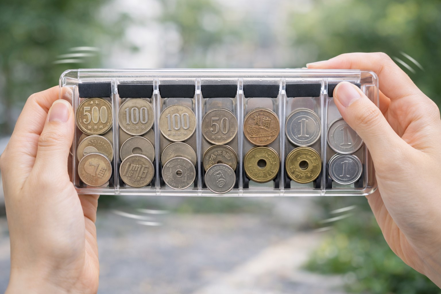 ストッパー構造で小銭が落ちる対策