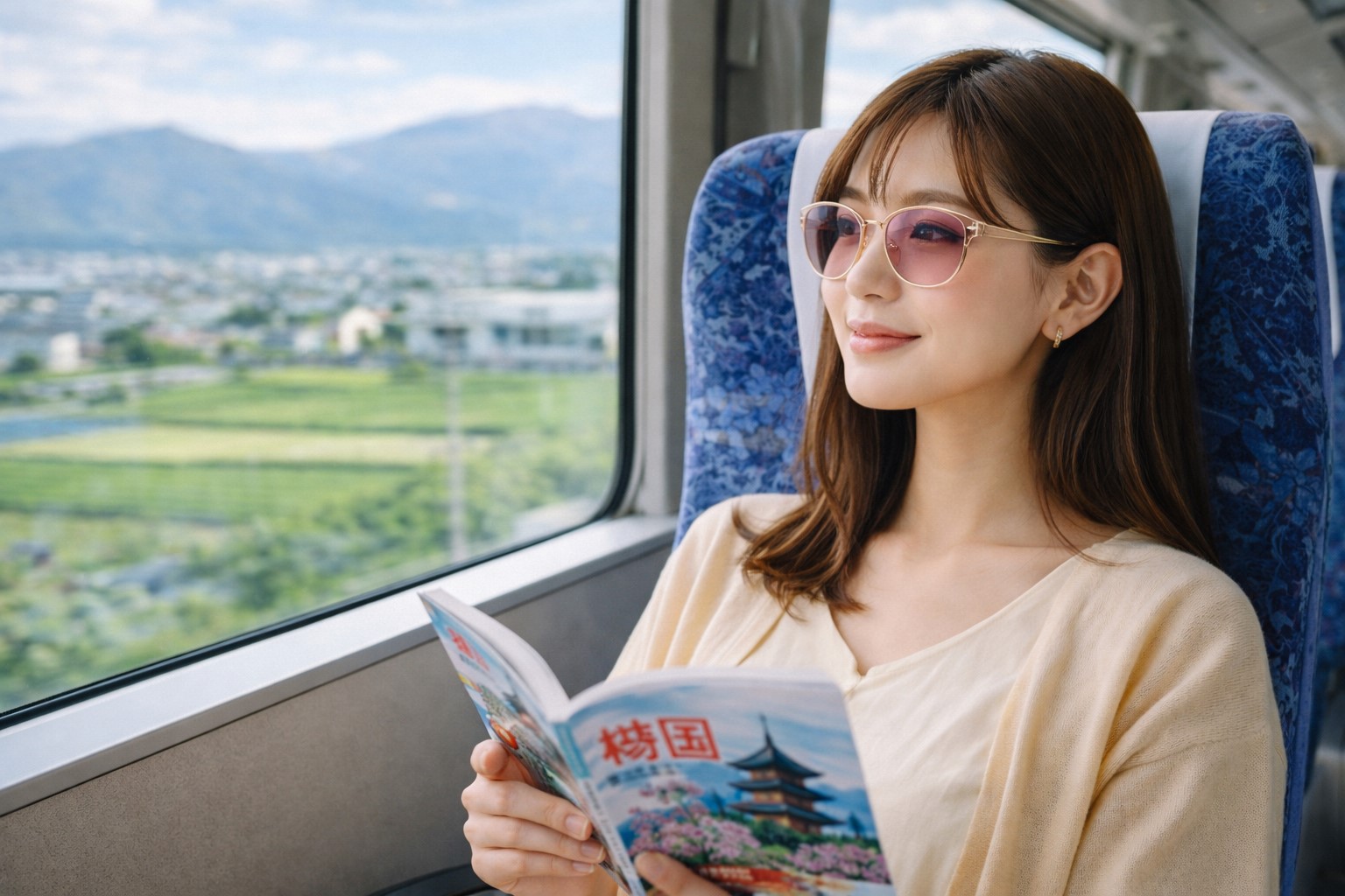 電車やバスの旅行向け薄色レンズ
