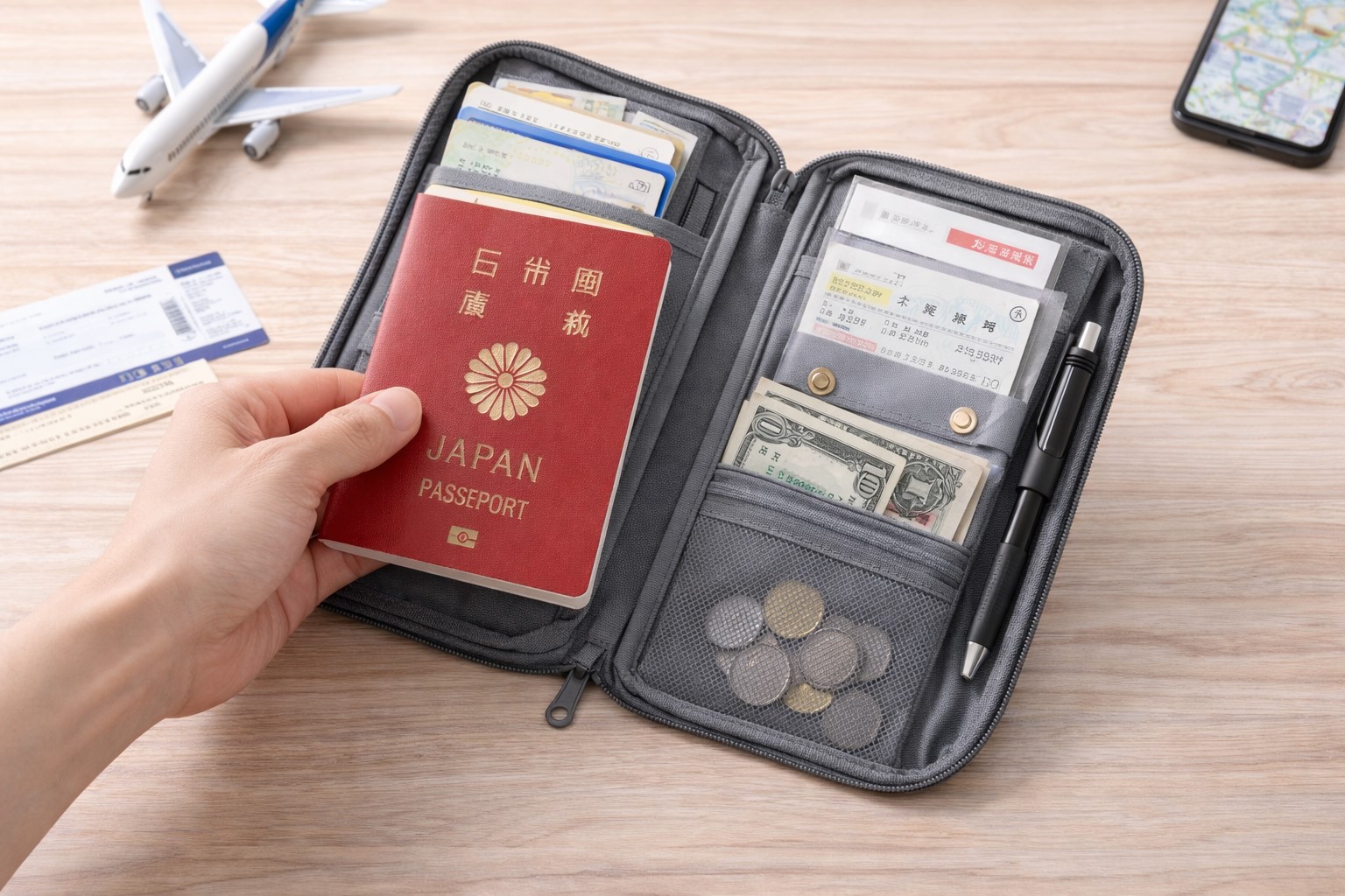 トラベル用のパスポートケースを活用