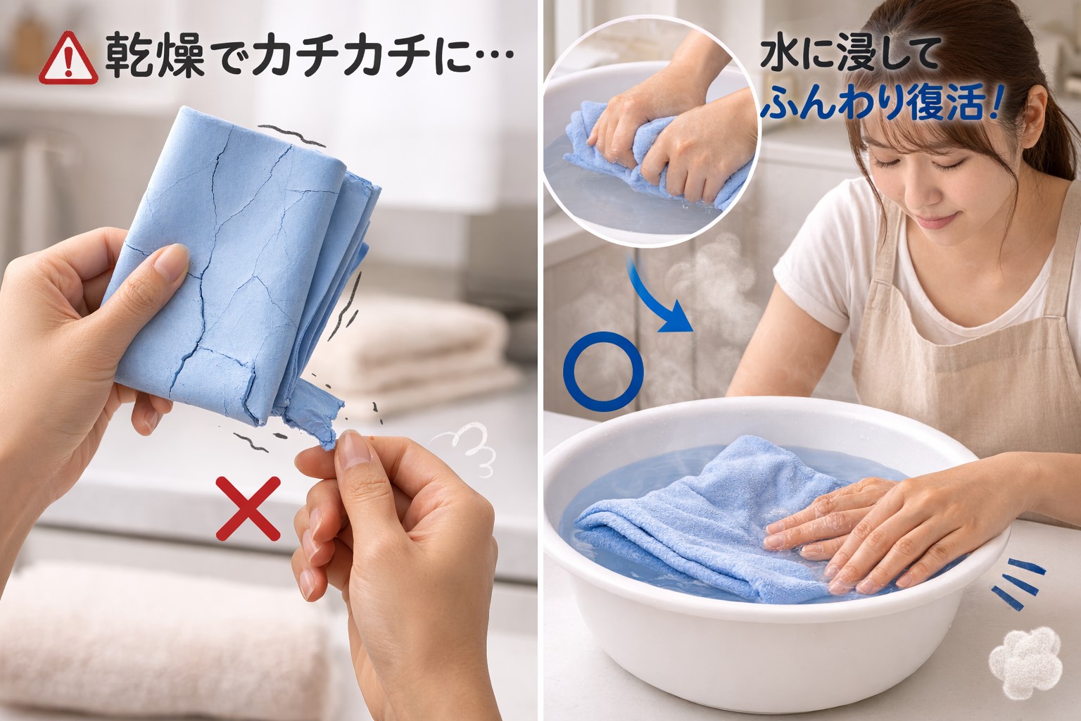 乾燥してカチカチになる特徴と対策