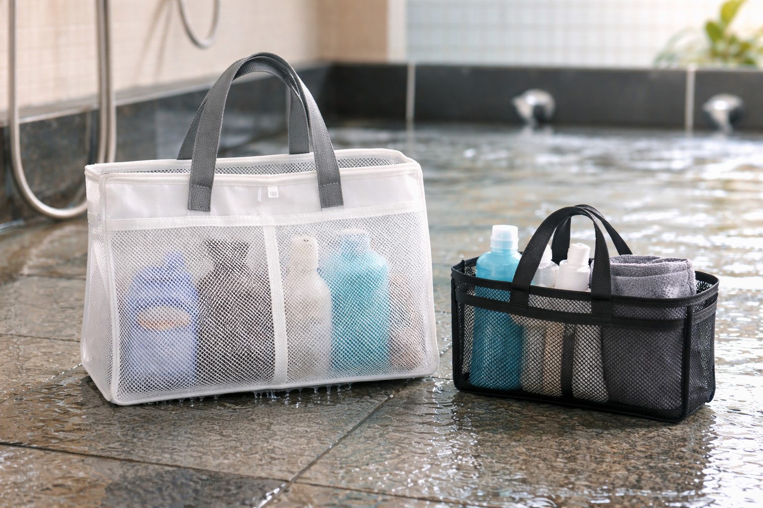 100均のスパバッグはメッシュが便利