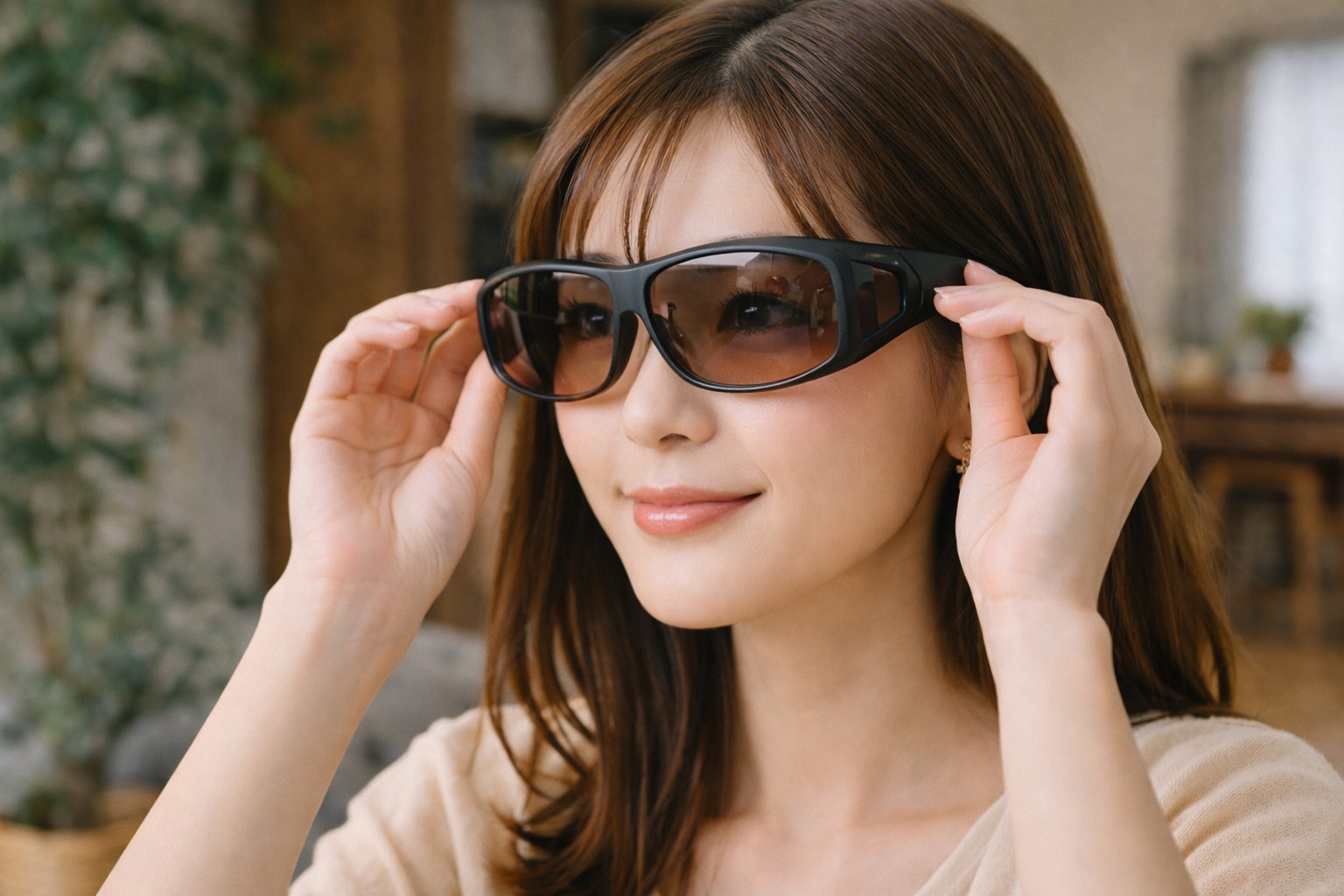 メガネの上からかけられるタイプ