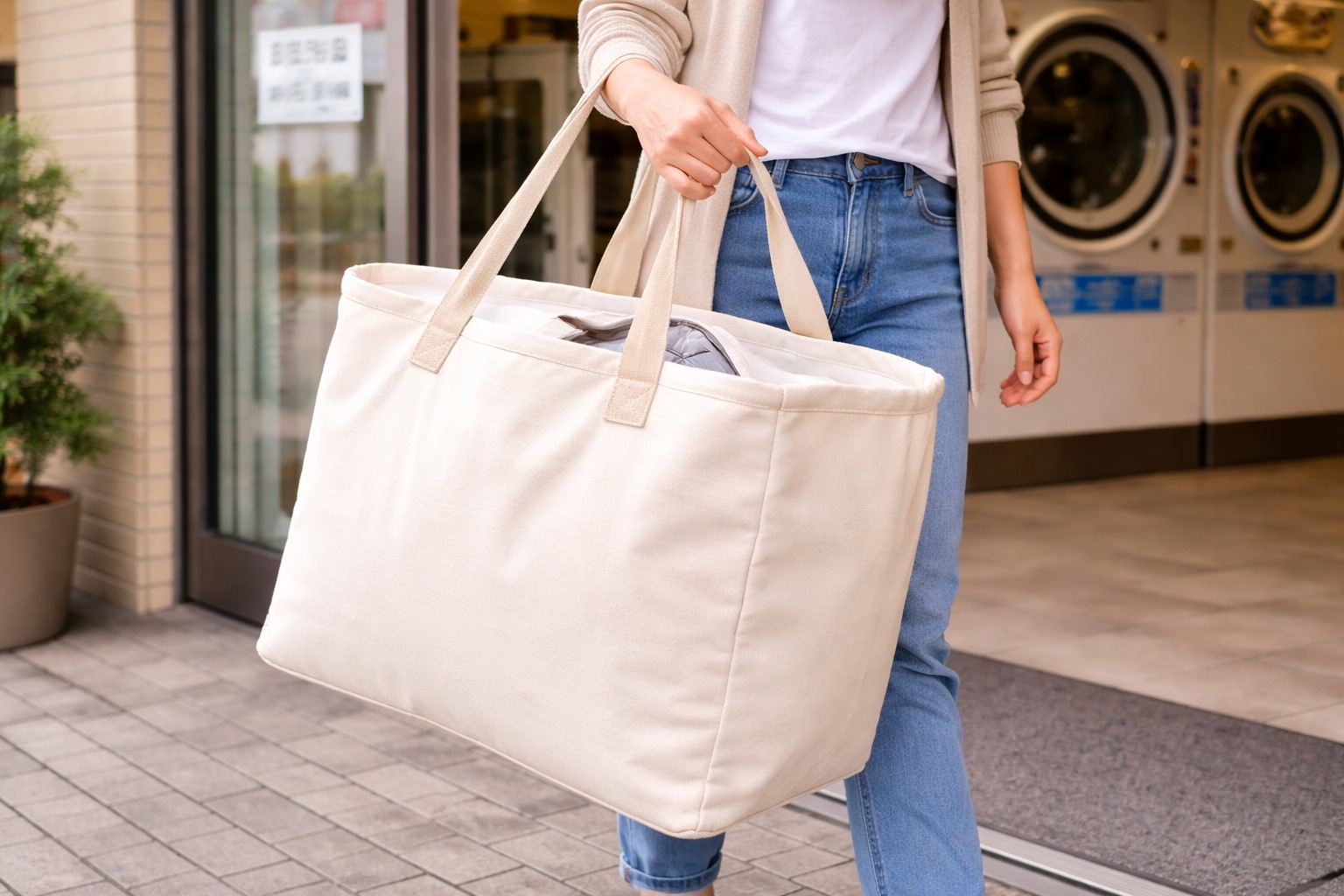 コインランドリー移動に役立つ透けない布製