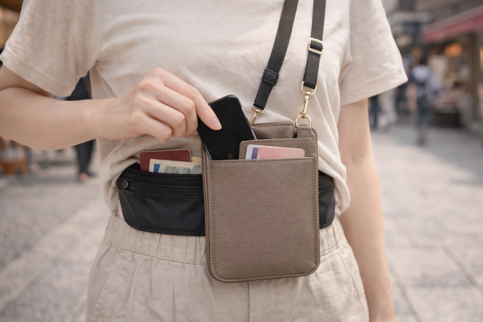 貴重品とスマホの二個持ち工夫
