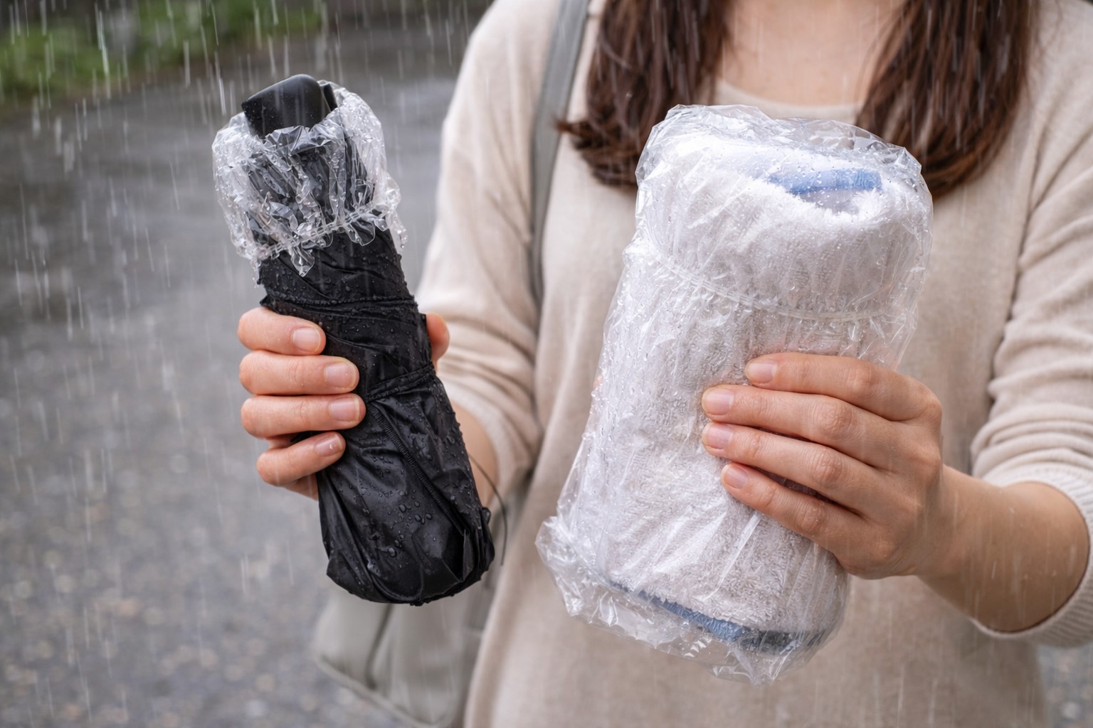 濡れた荷物や急な雨の防水カバーに