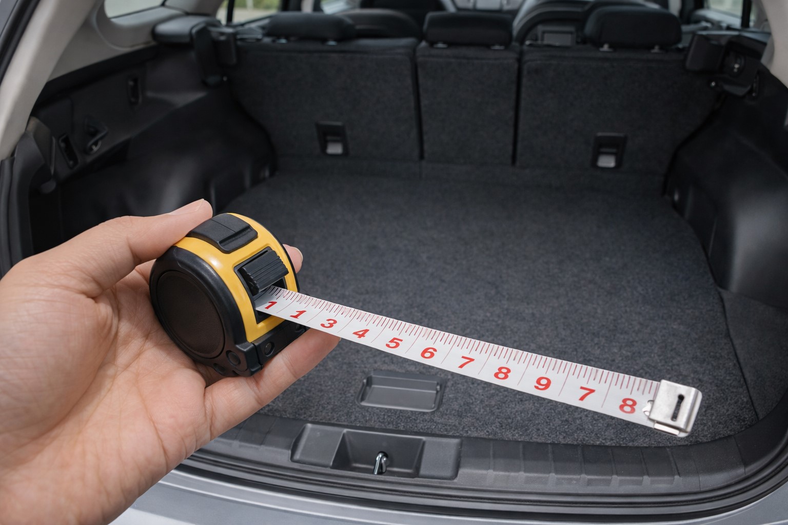 車のトランクや座席の収納幅を確認
