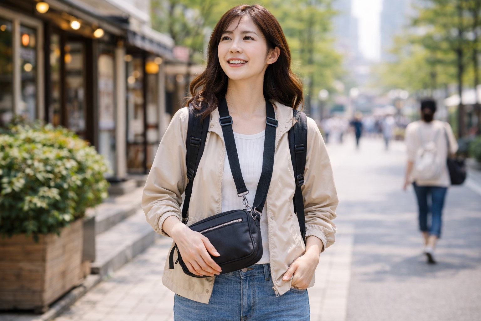 おばさん見えを防ぐ紐の長さと持ち方