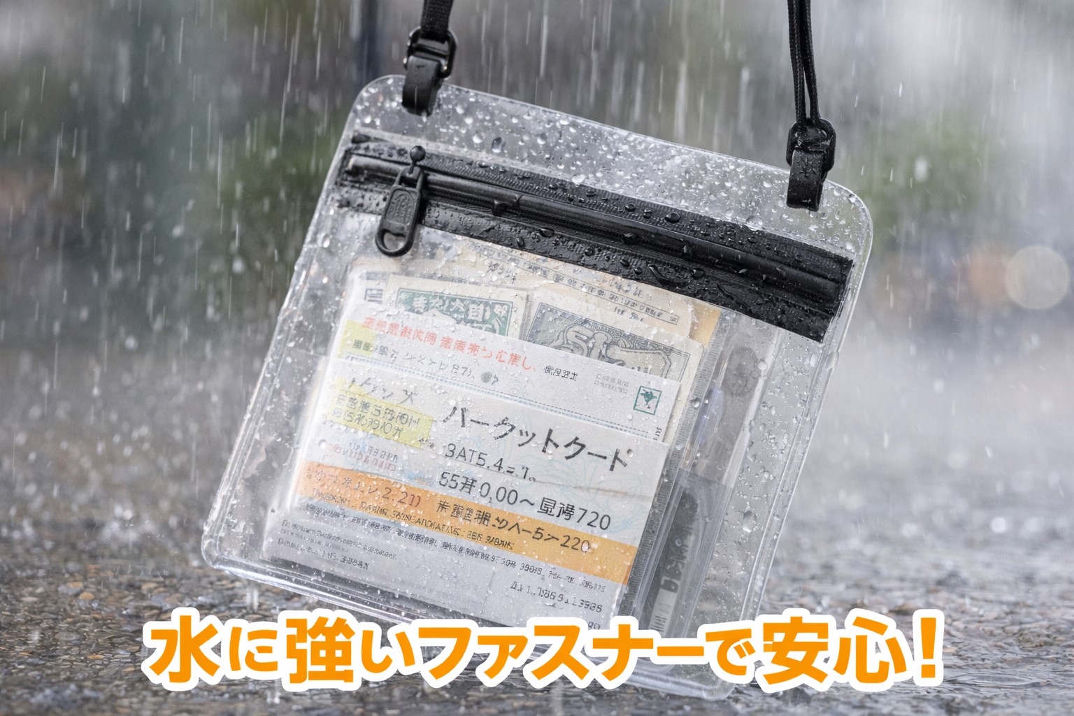 突然の雨から守る防水ファスナー