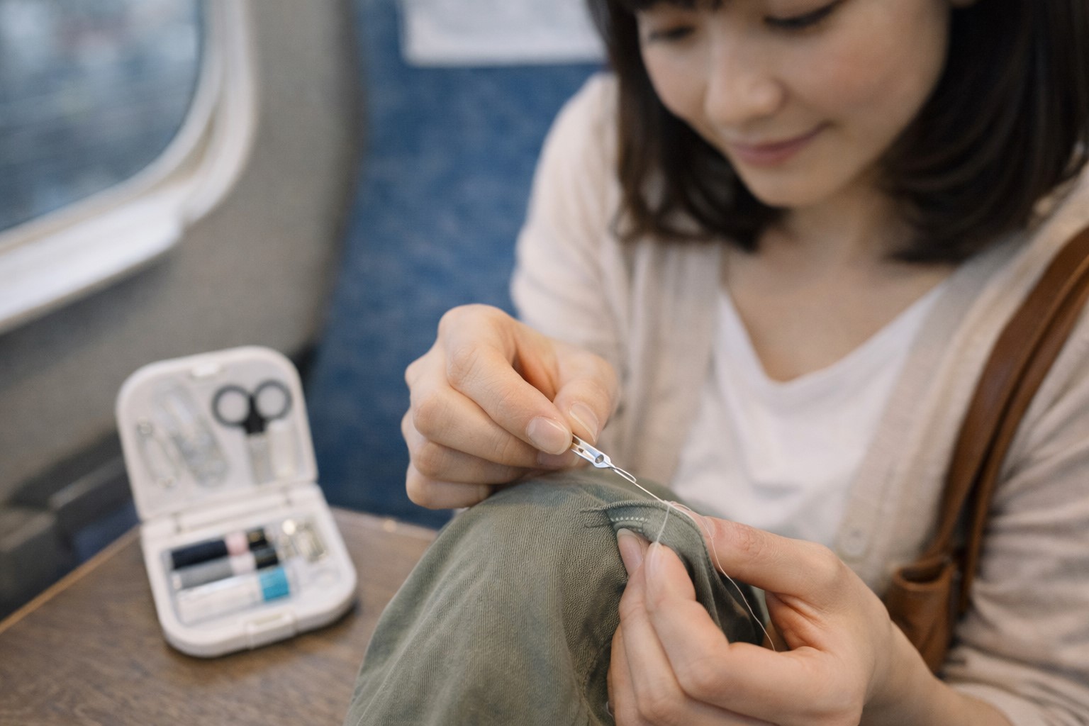 揺れる車内で便利な糸通し不要の針