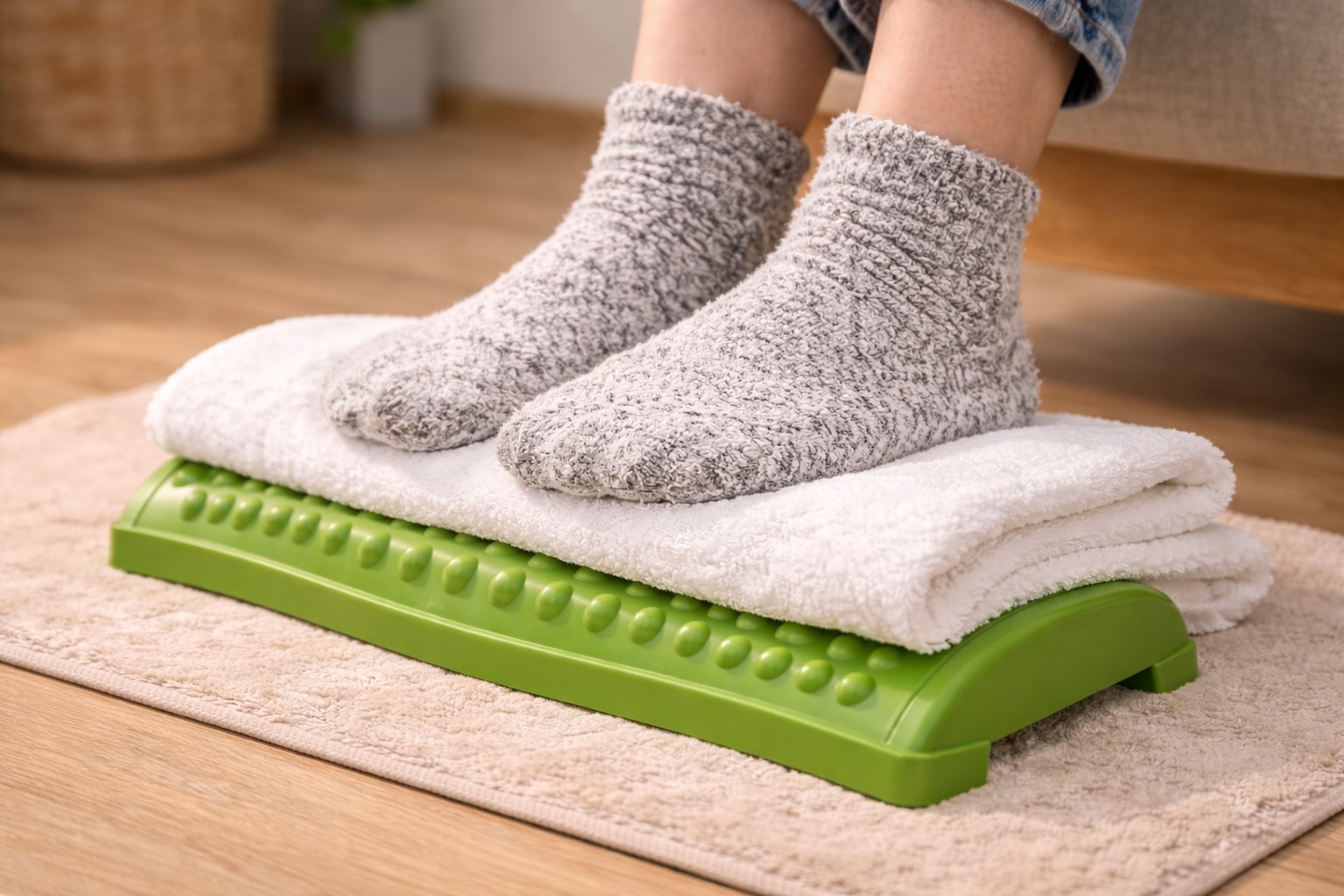 厚手の靴下やタオルを活用した踏み方