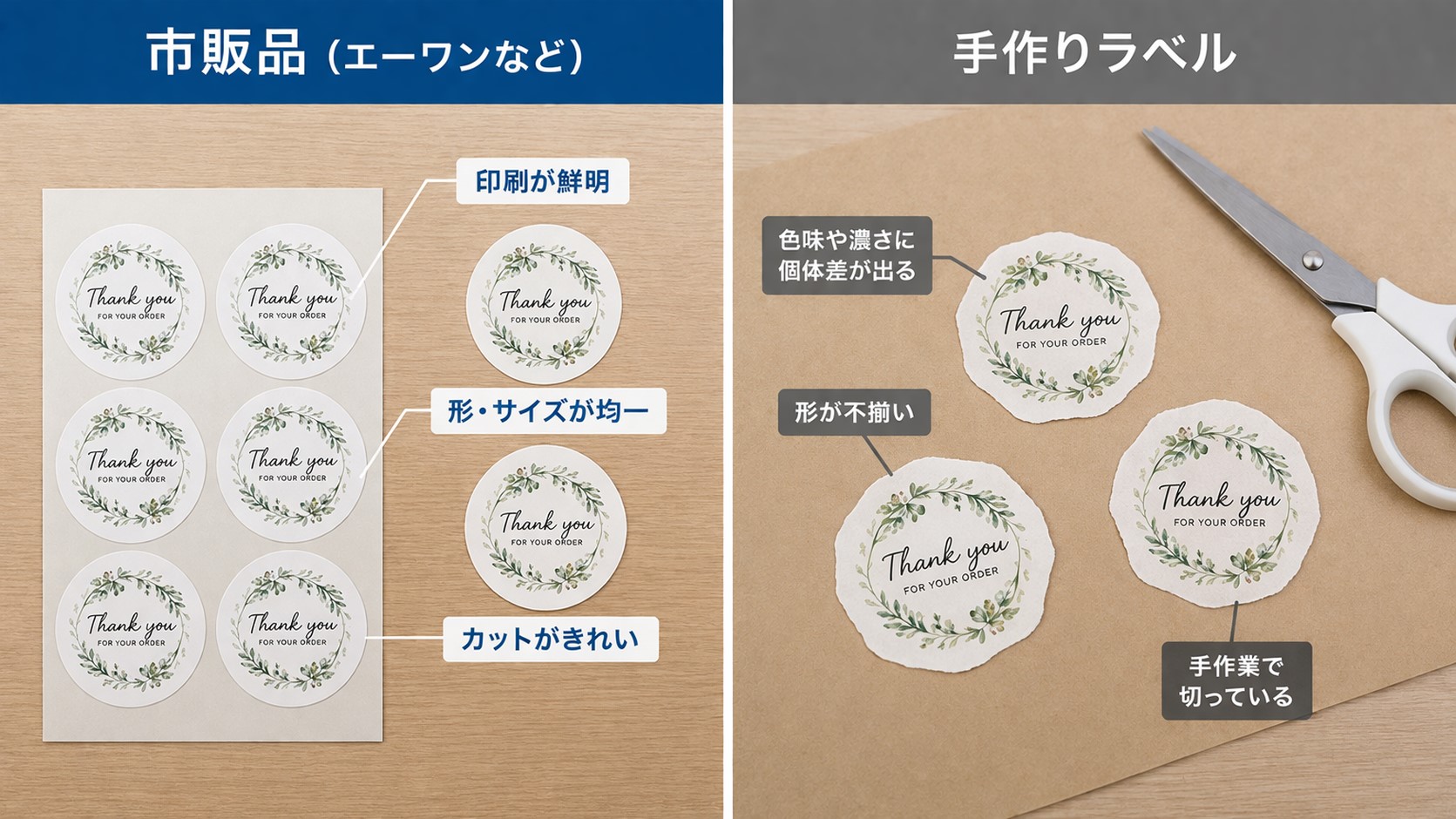 エーワンなど市販品との品質の違い