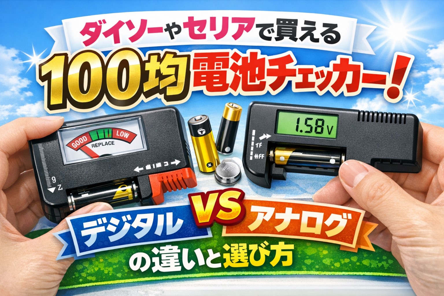 ダイソーやセリアで買える100均電池チェッカー！デジタルとアナログの違いと選び方