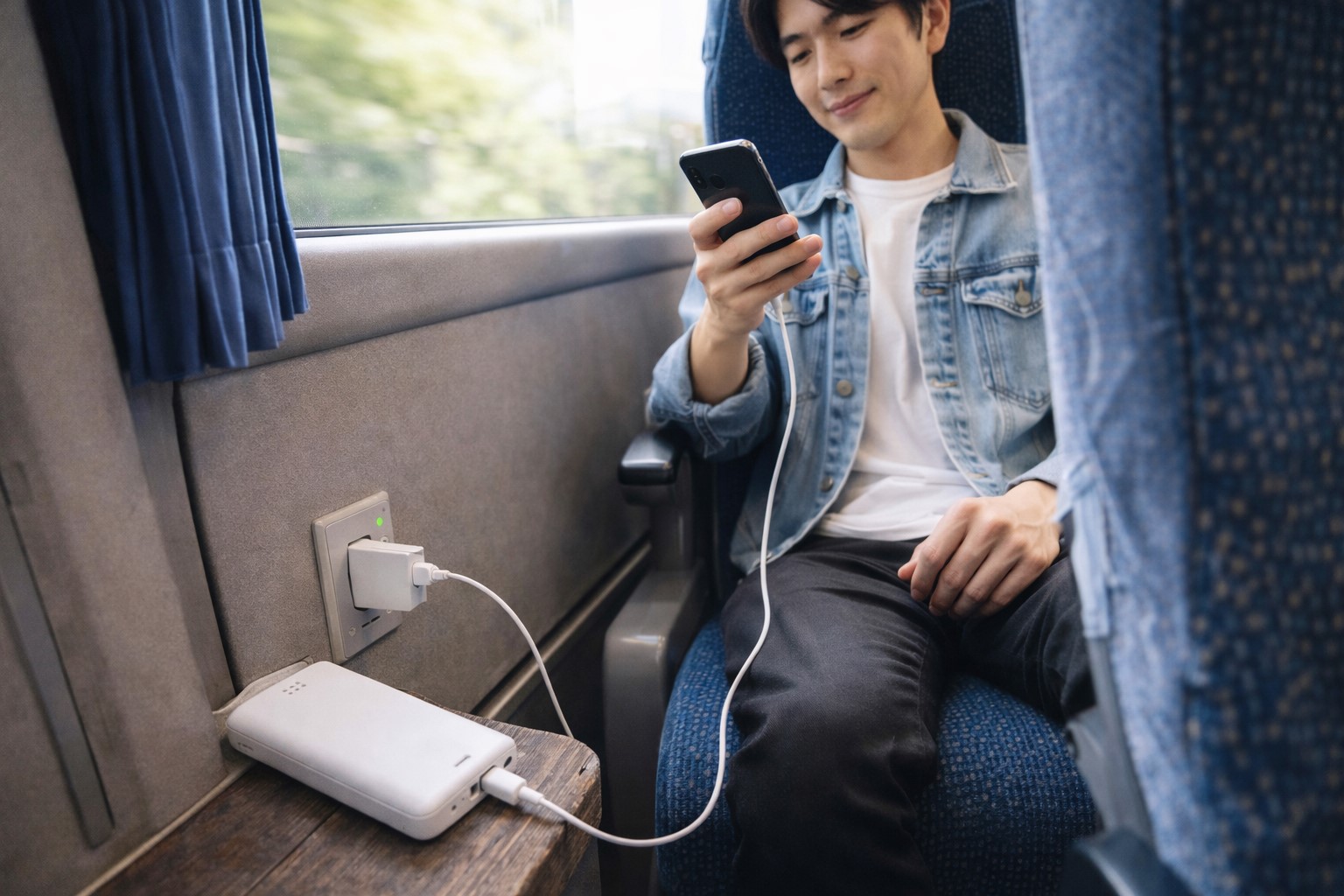 新幹線やバスでの充電のコツ