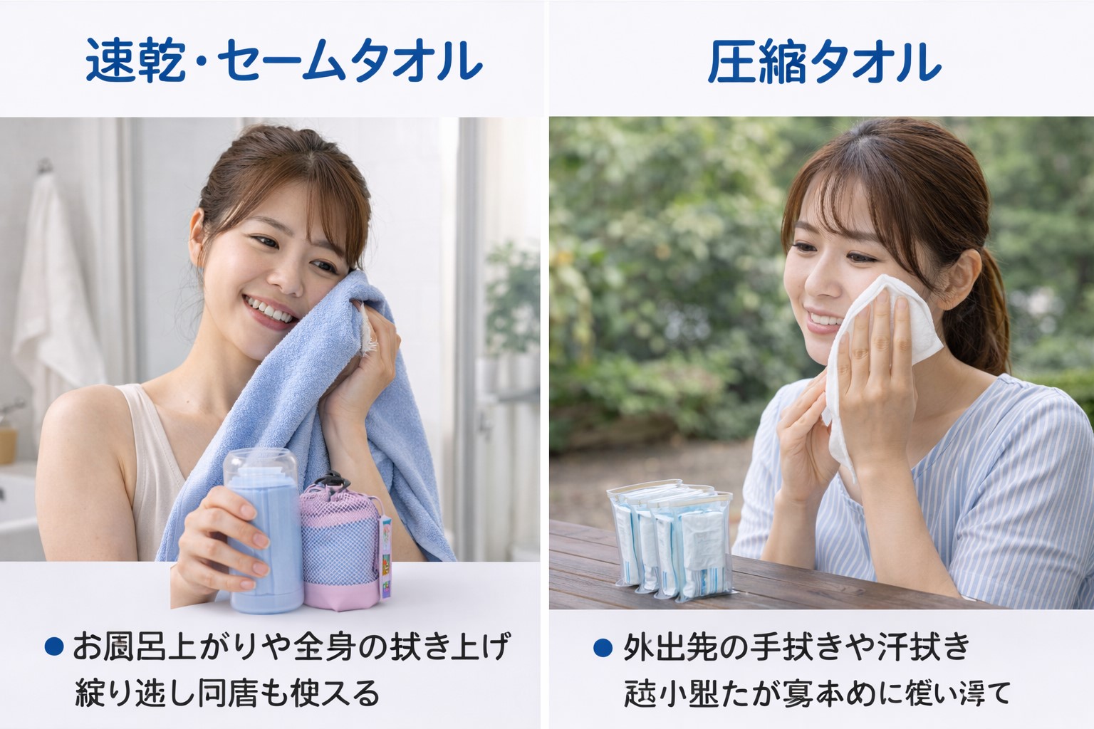 個包装の圧縮タオルとの使い分け