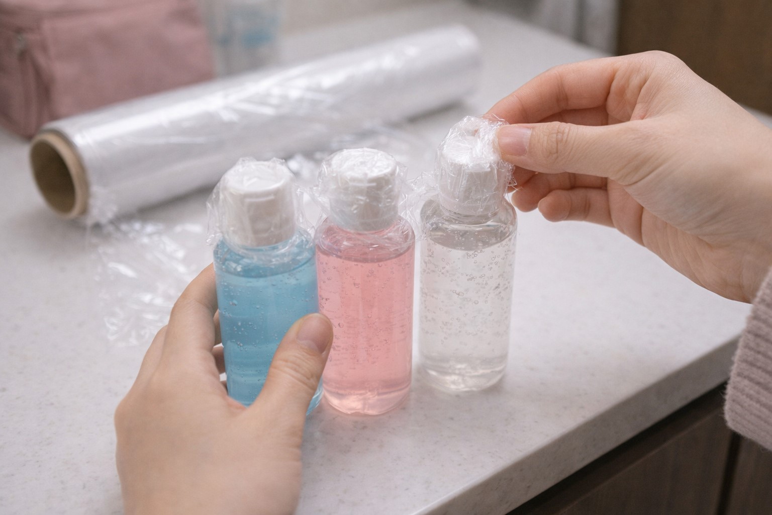 ラップを活用した確実な液だれ防止策