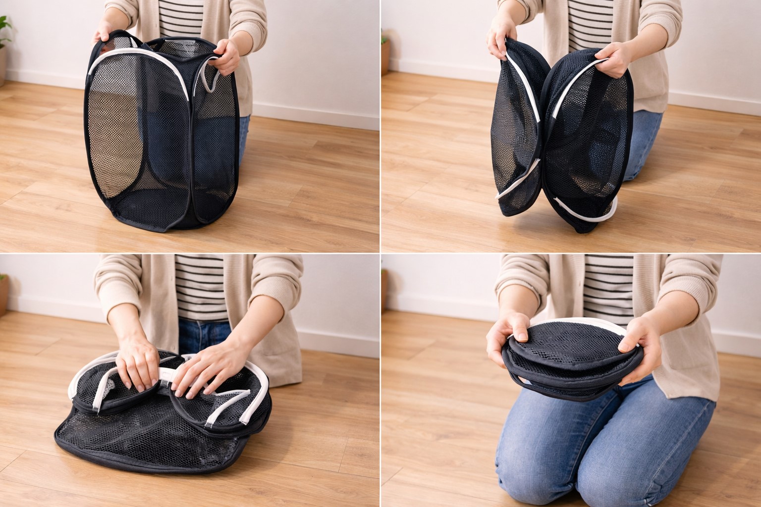 メッシュ素材の簡単な折りたたみ方