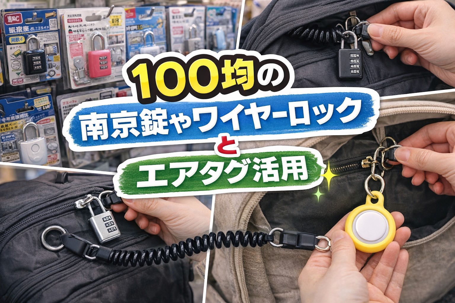 100均の南京錠やワイヤーロック、エアタグで安全な旅行と観光