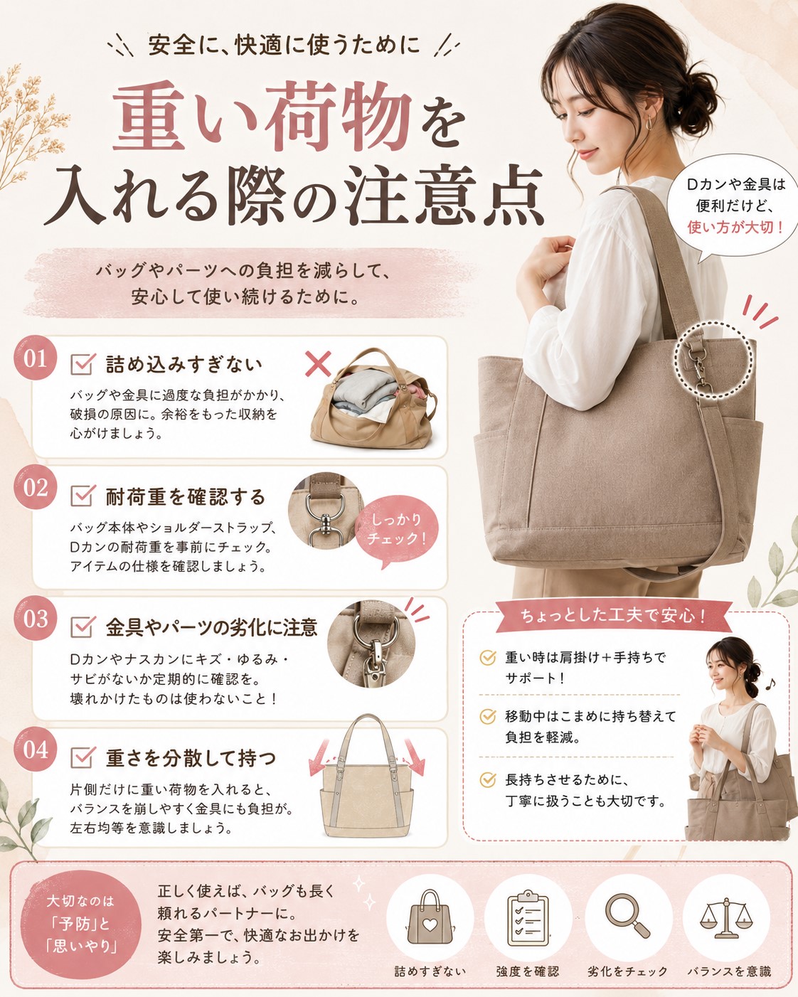 重い荷物を入れる際の注意点