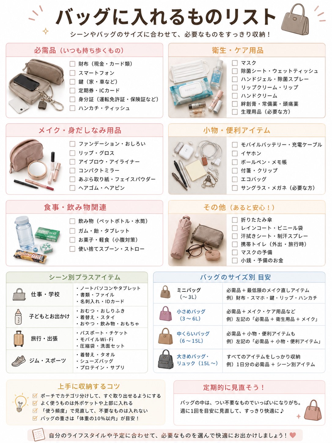 バッグに入れるものリスト