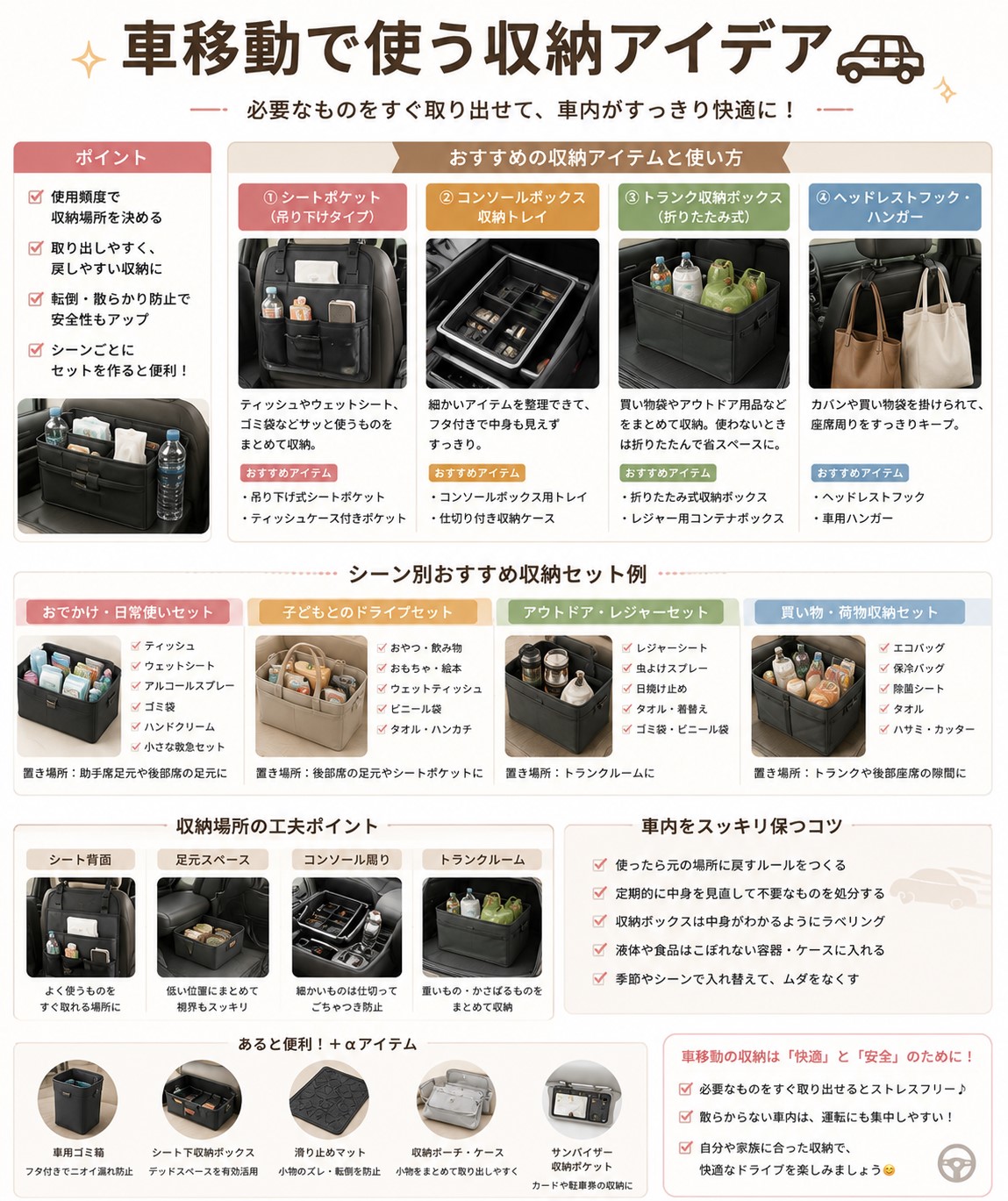 車移動で使う収納