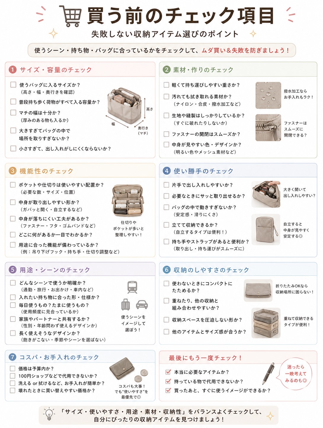 買う前のチェック項目