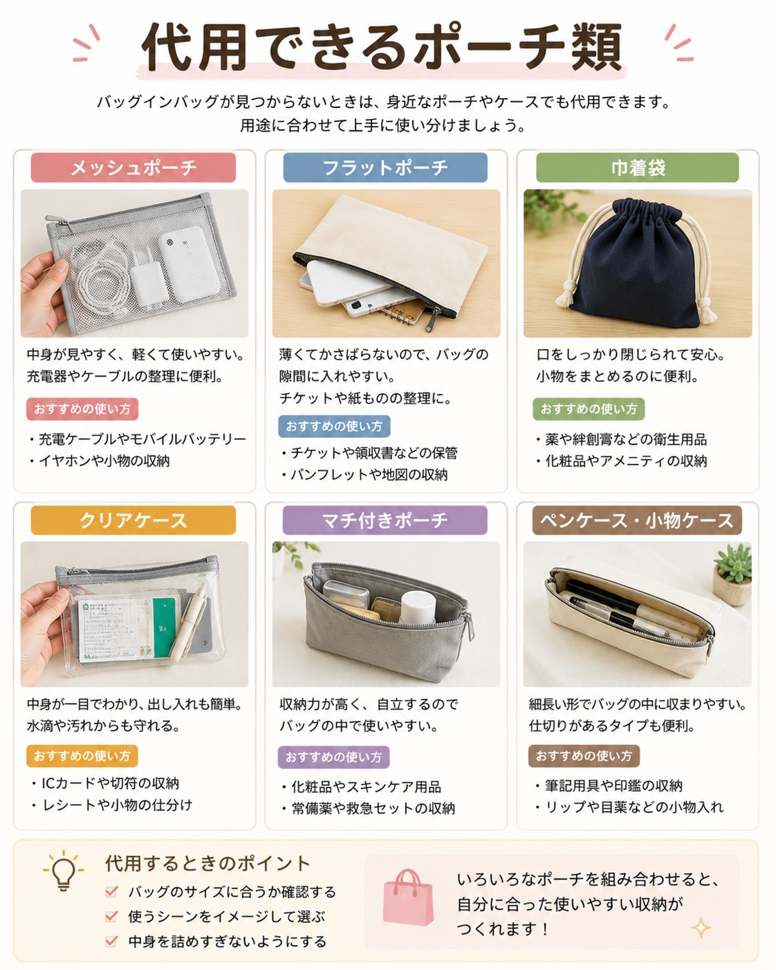 代用できるポーチ類