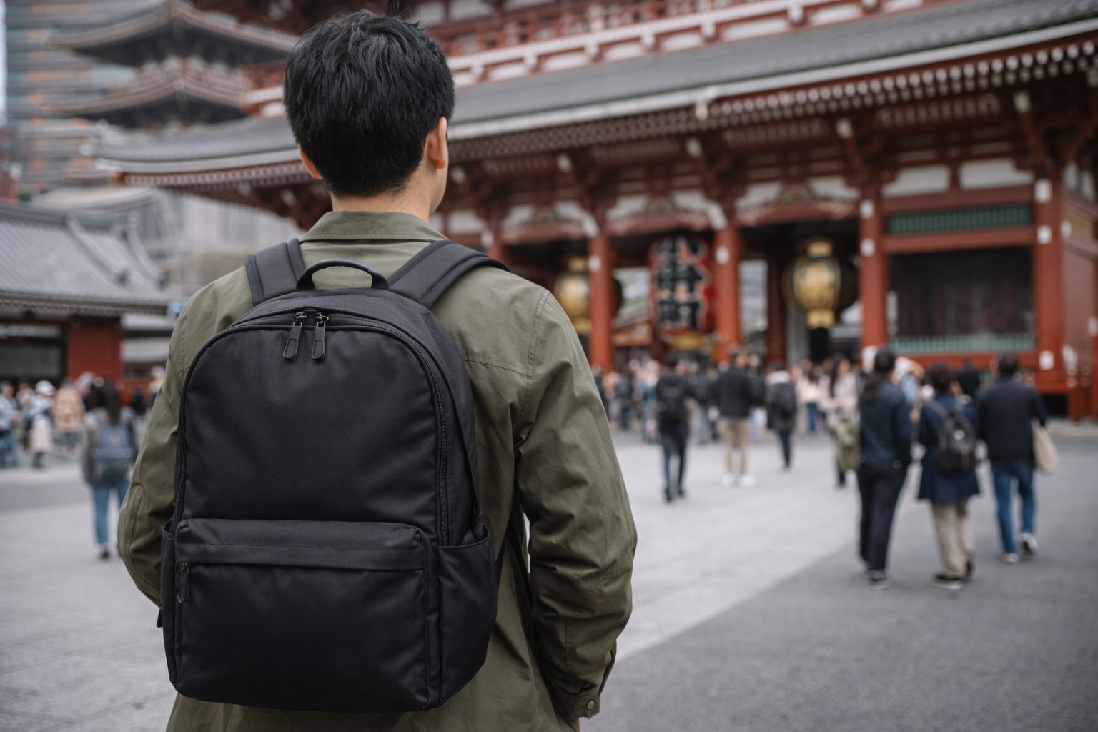 一泊の旅行のリュックも無印で