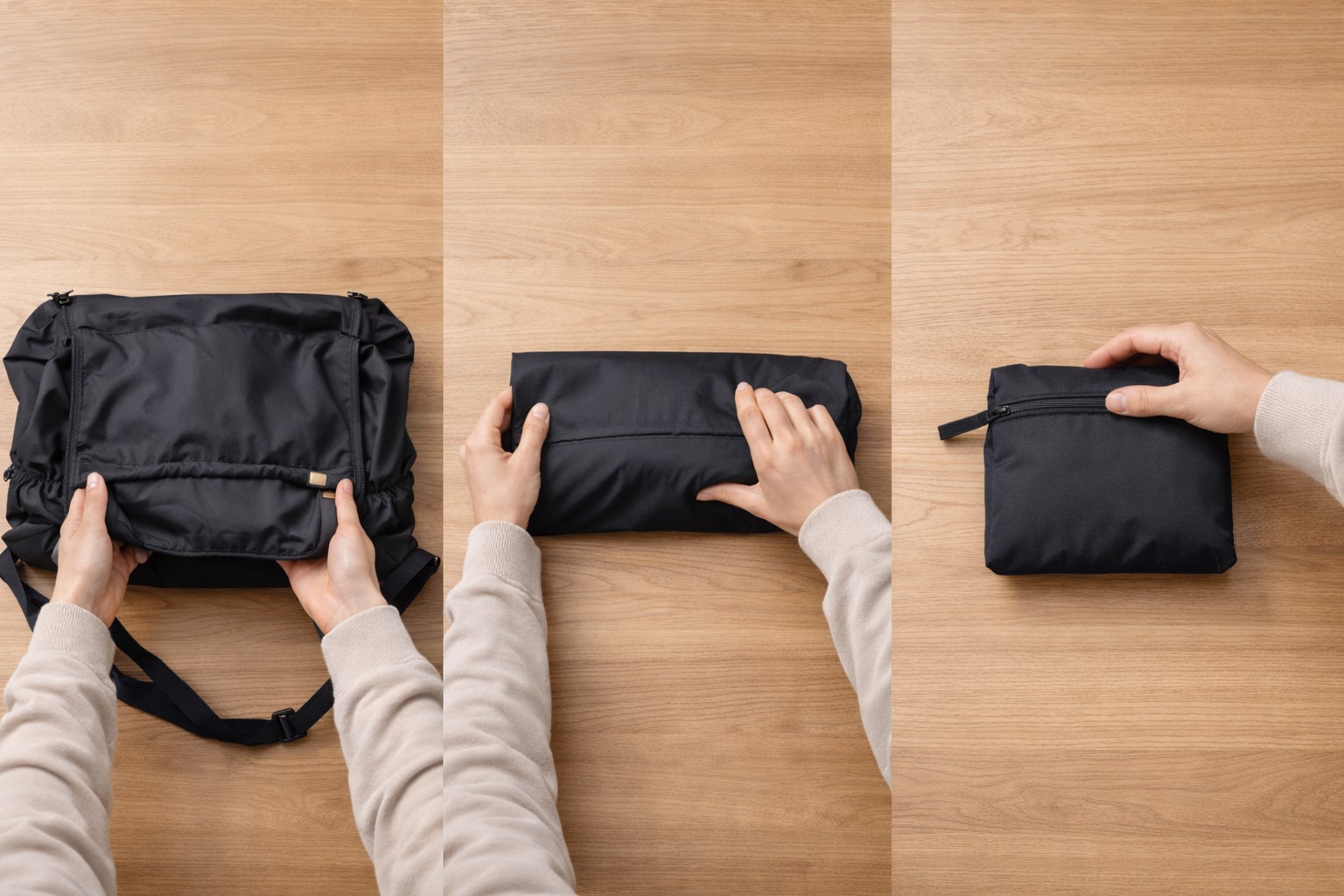 ボストンバッグの簡単な畳み方