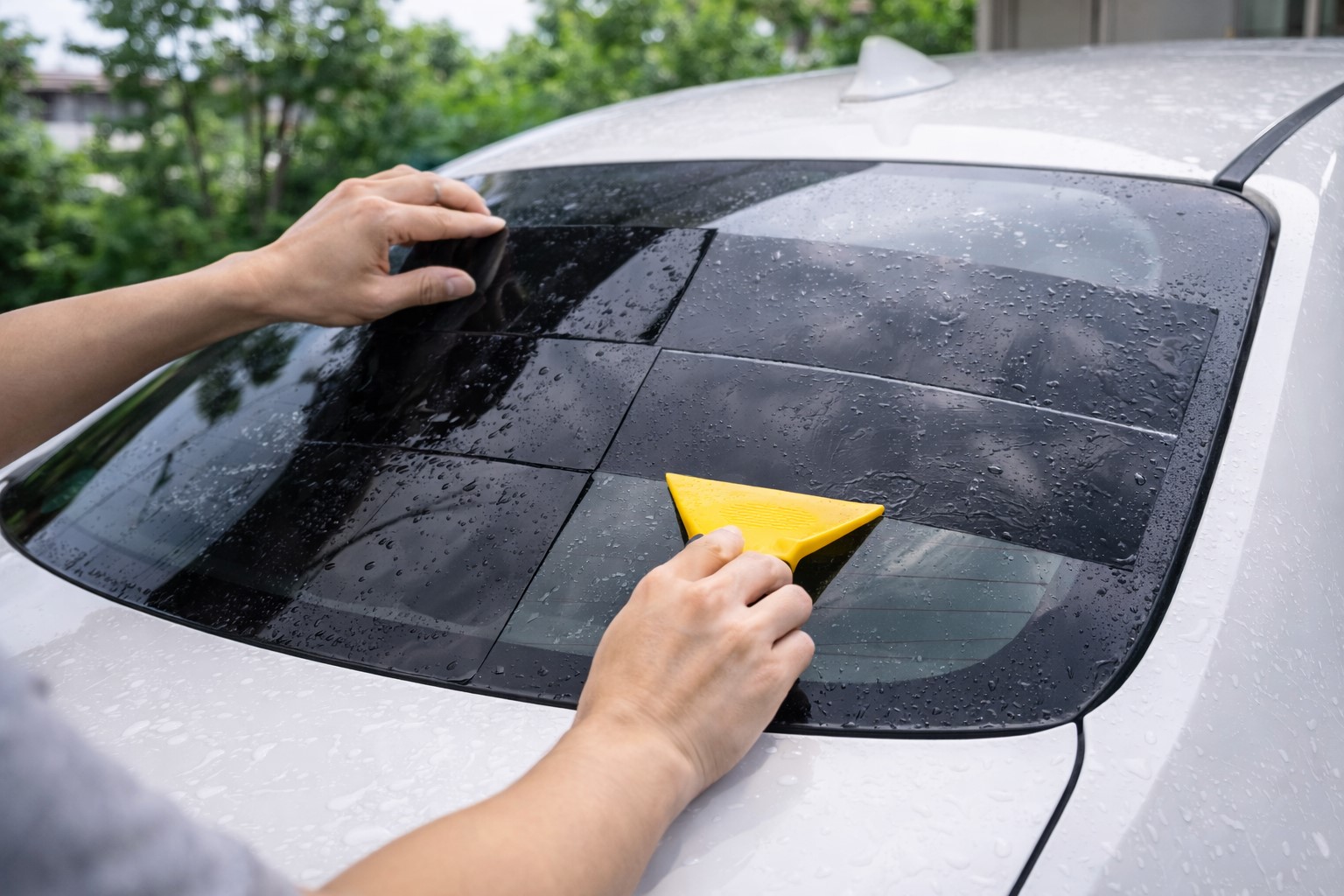 後部窓の分割貼りで難所攻略