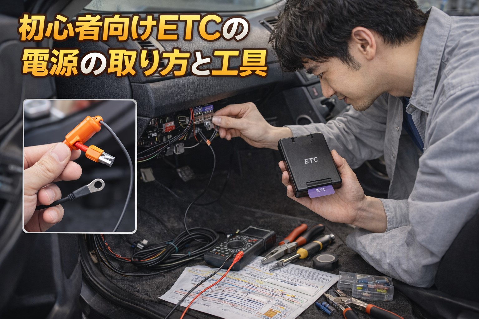 初心者向けETCの電源の取り方と工具