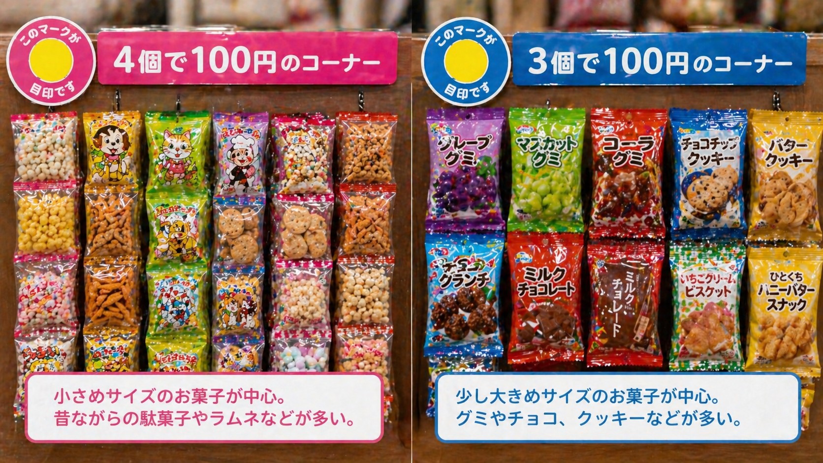 3個100円の対象商品との違い