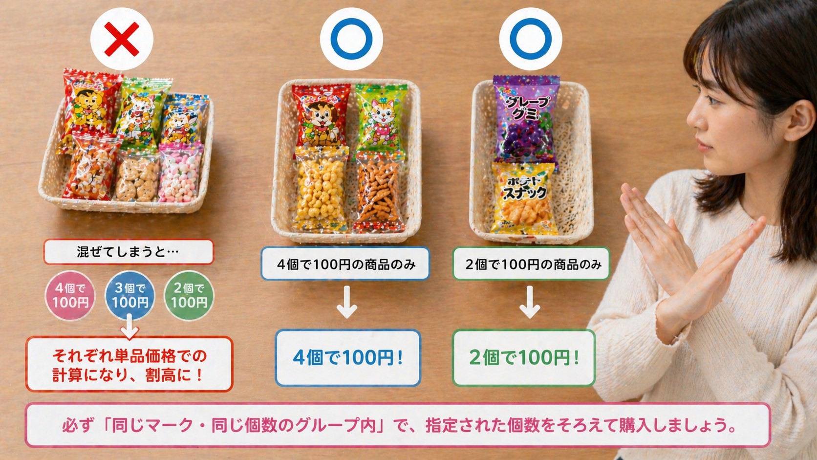 2個100円と混ぜた場合の注意点