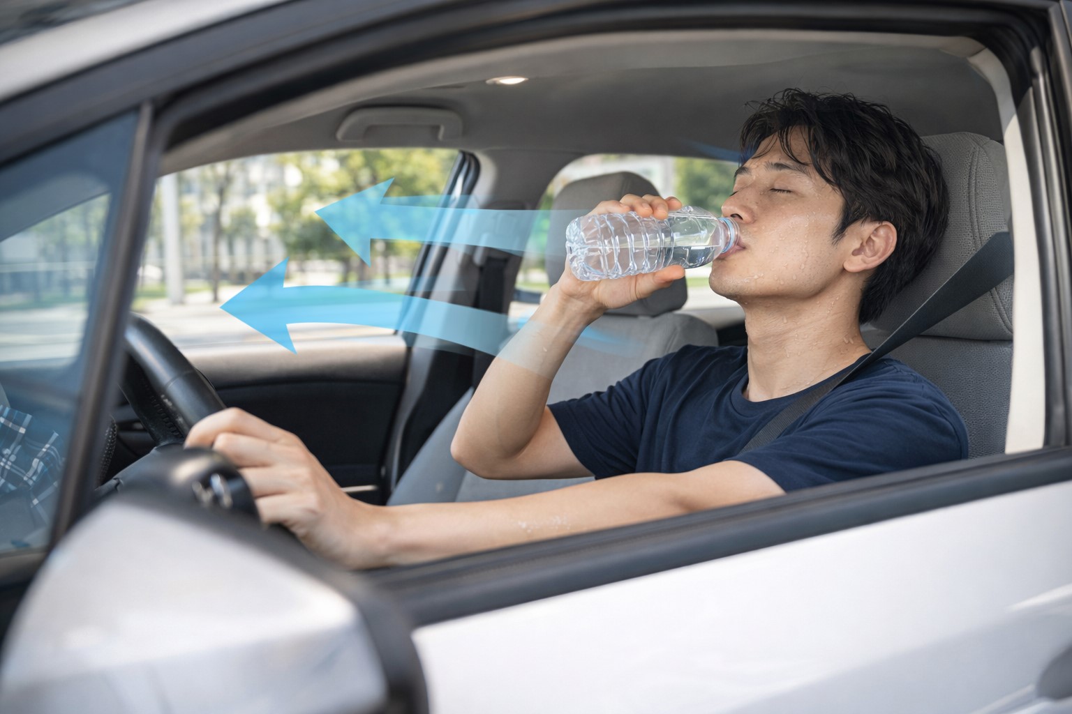 お店に着くまでの車内熱中症対策