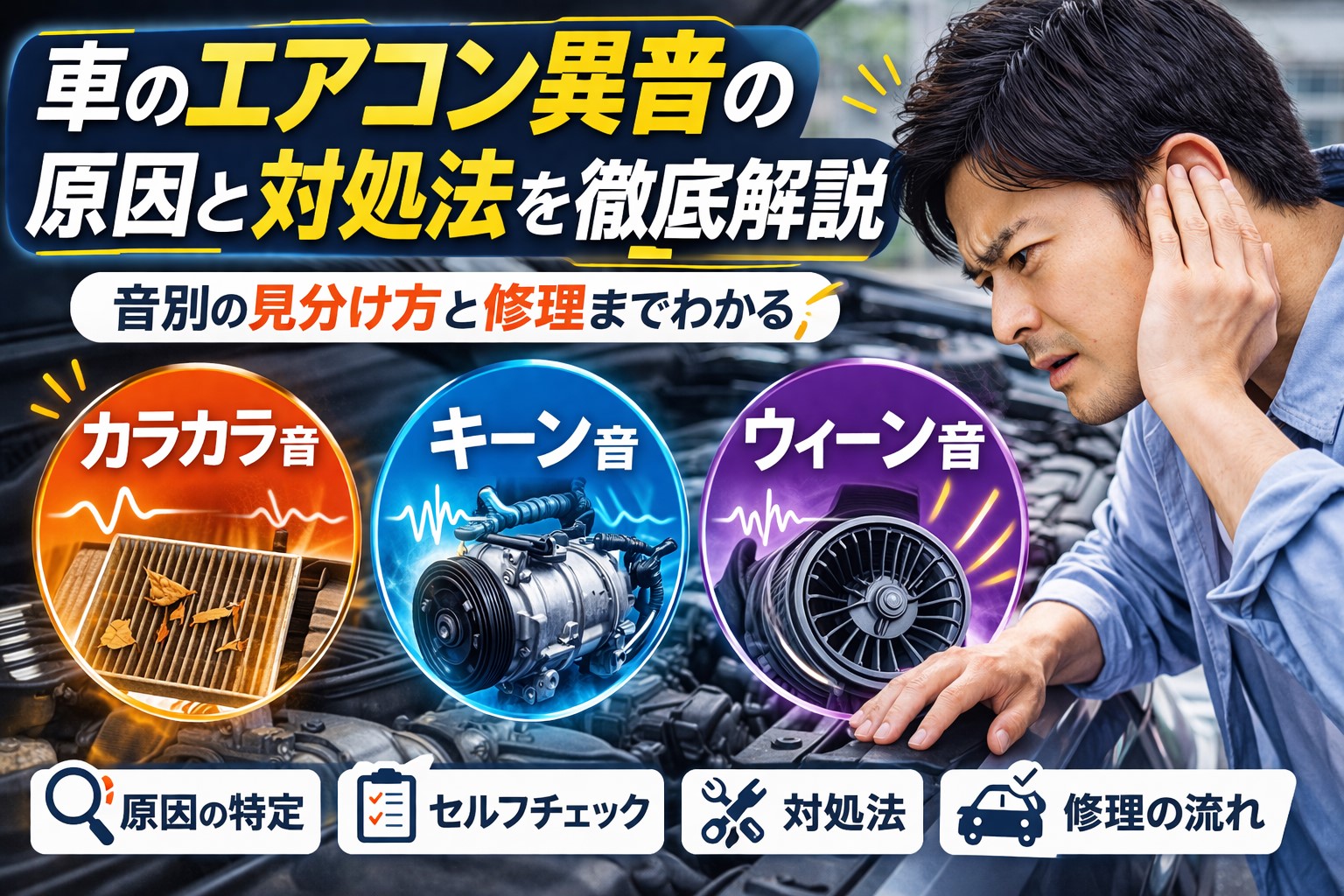 車のエアコン異音の原因と対処法を徹底解説 音別の見分け方と修理代までわかる