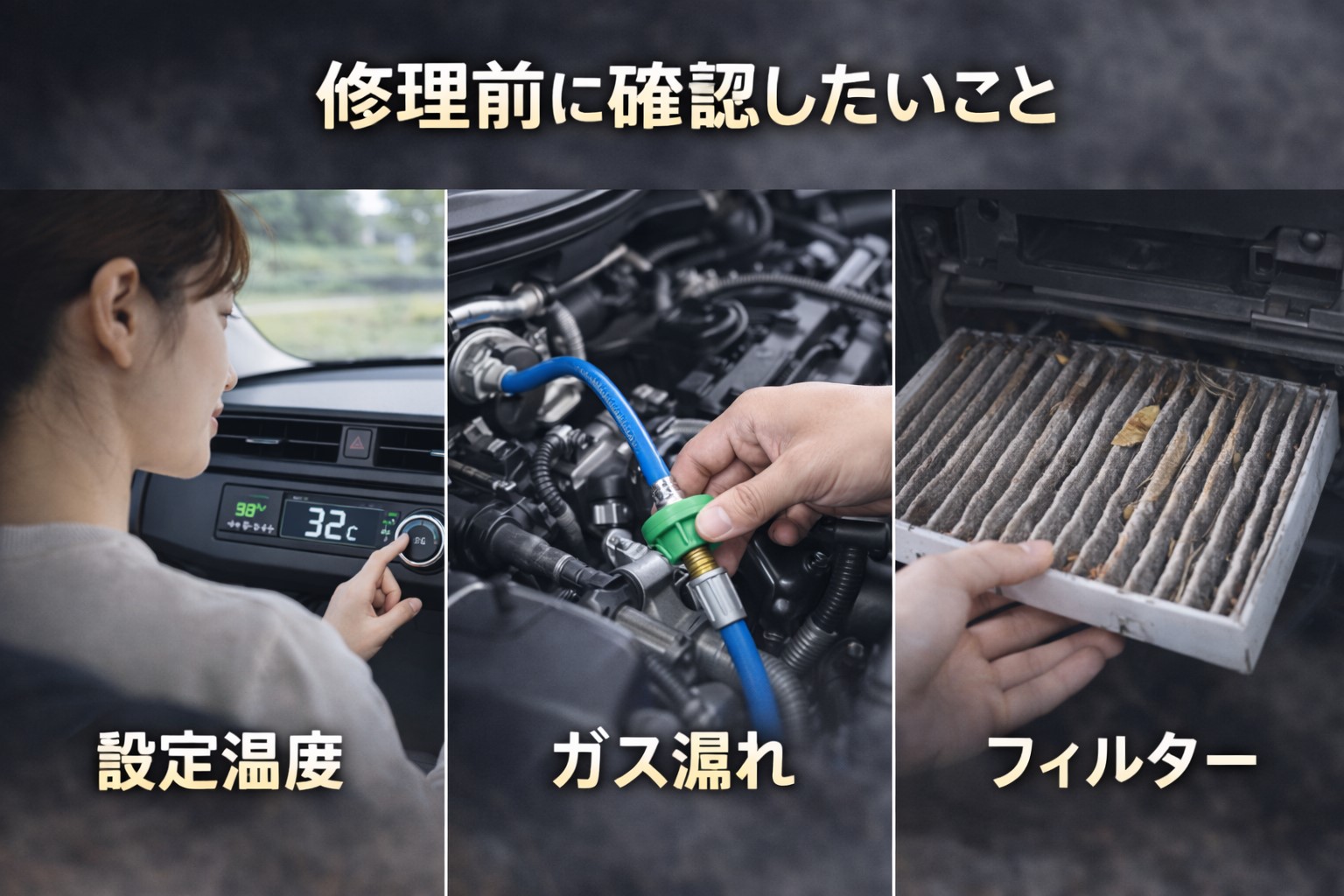 冷えないときに修理前に確認したいこと