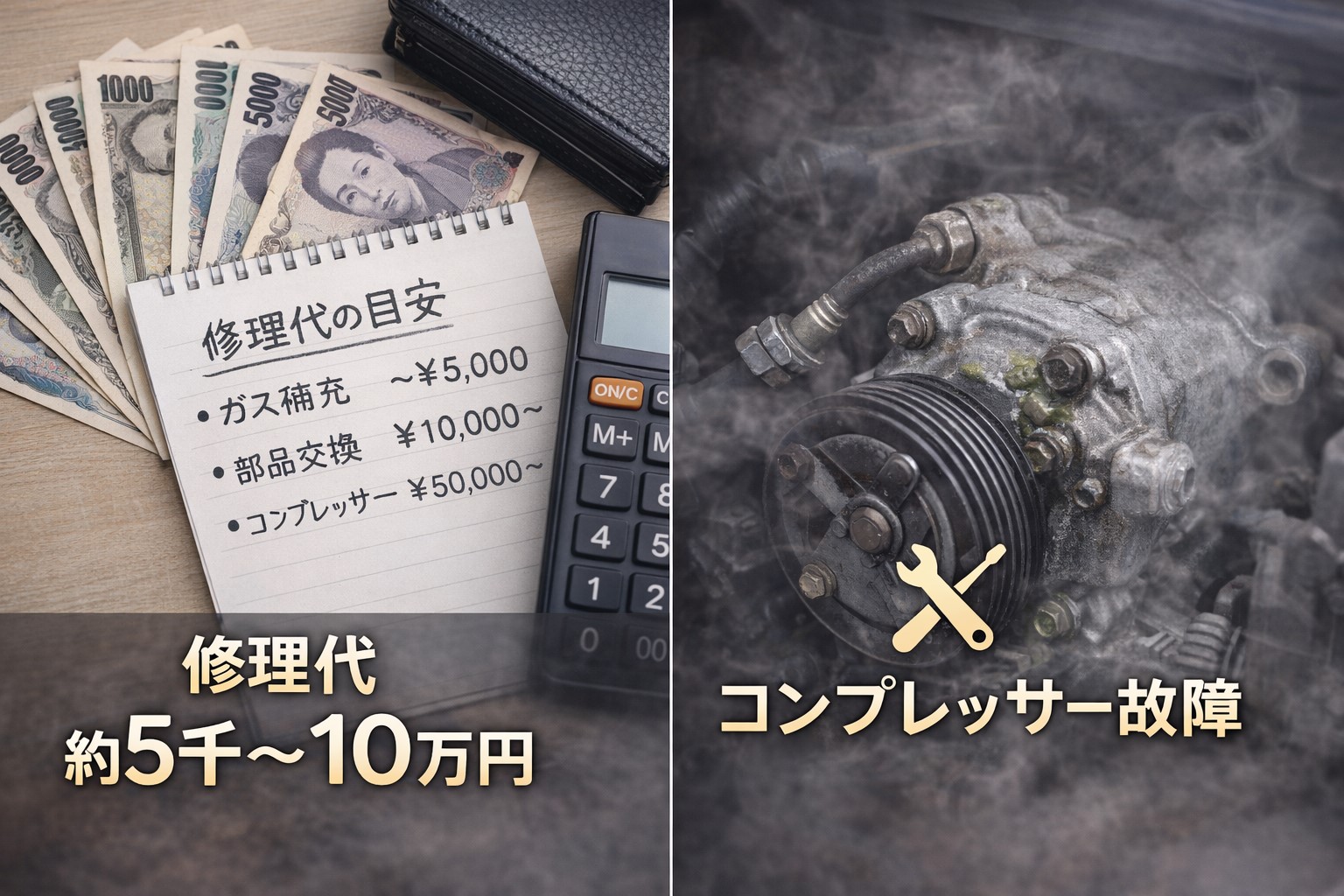 修理代やコンプレッサーの故障